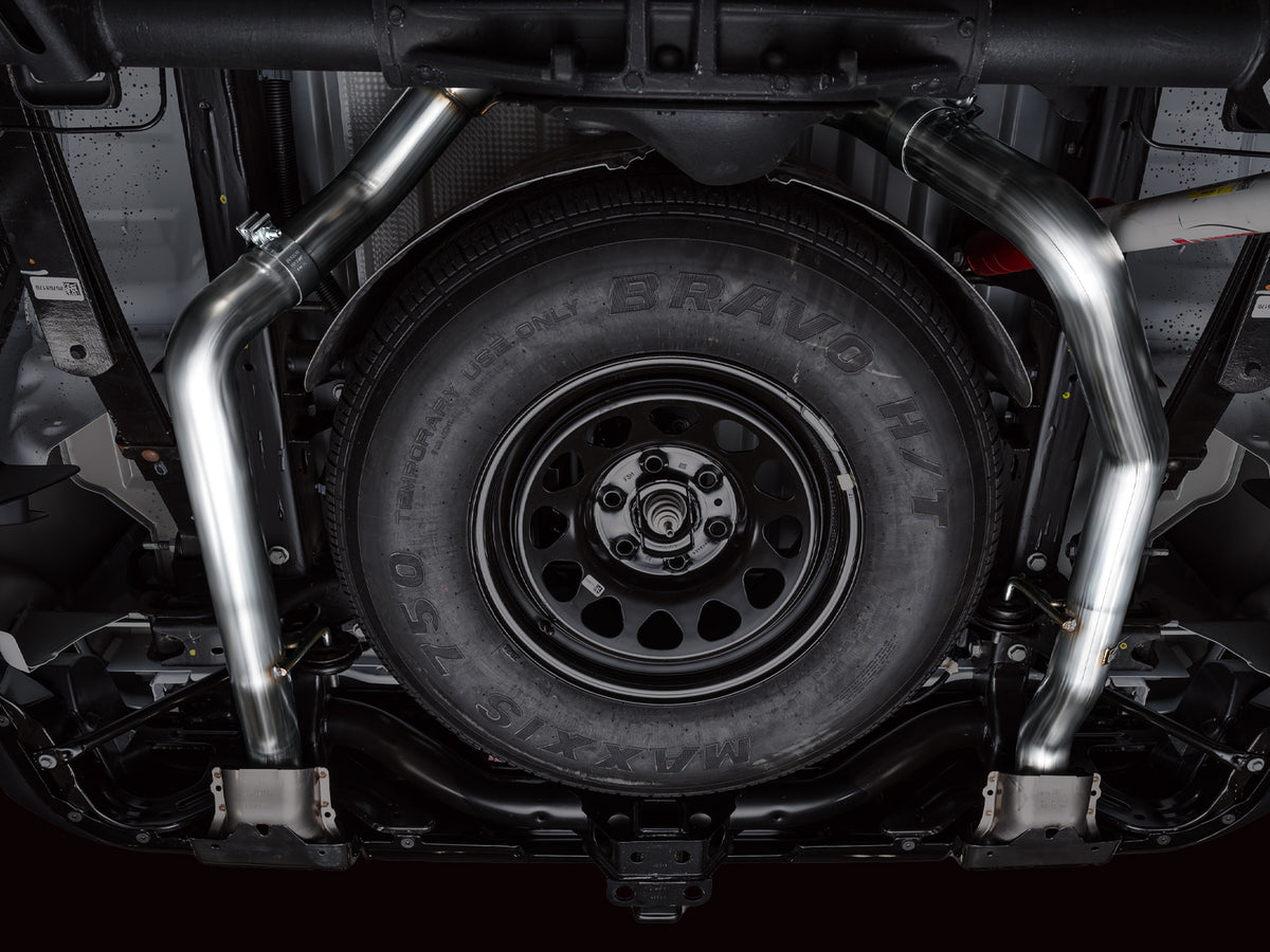 AWE 0FG Catback Split Rear Exit Exhaust for 4th Gen Silverado/Sierra 1500 5.3L (With Bumper Cutouts) - OE Tips - Apollo Off-Road