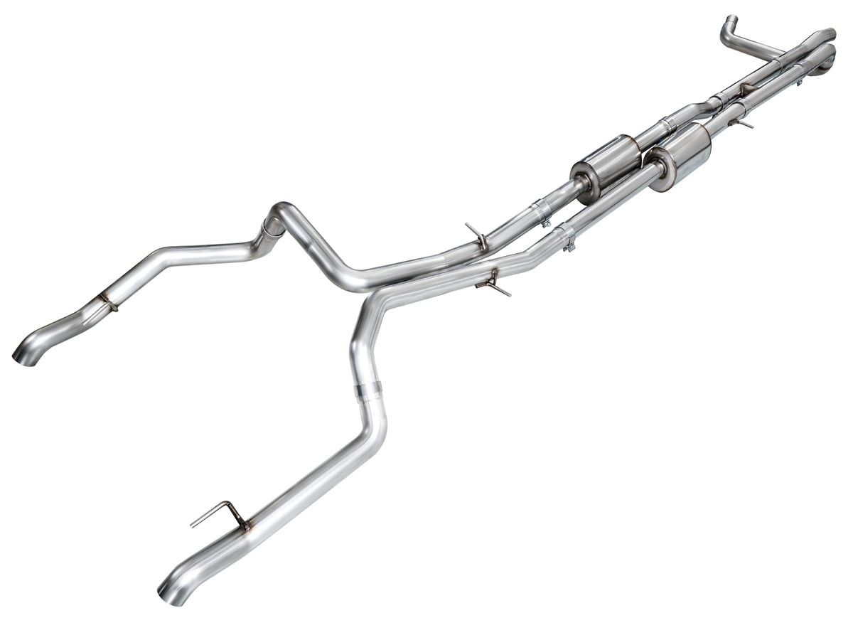 AWE 0FG Catback Split Rear Exit Exhaust for 4th Gen Silverado/Sierra 1500 6.2L (With Bumper Cutouts) - OE Tips - Apollo Off-Road