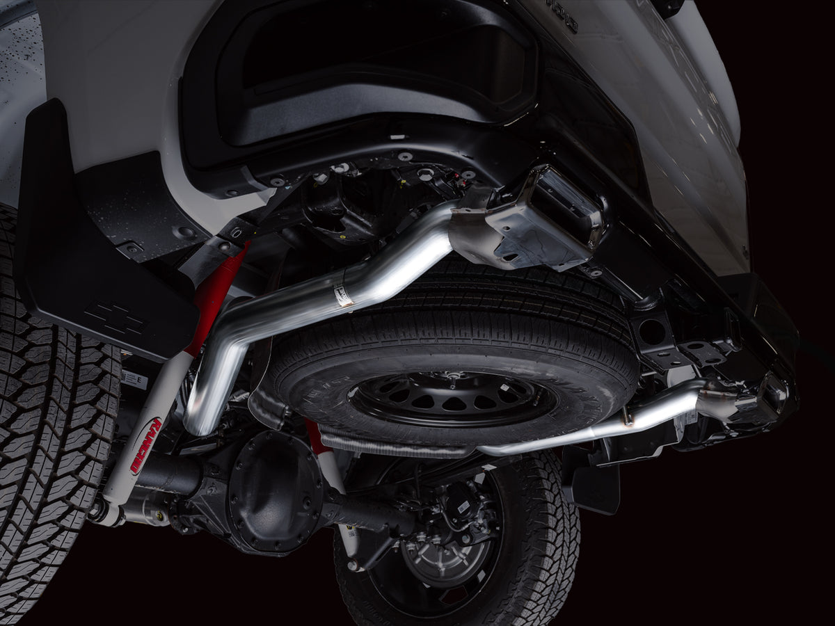 AWE 0FG Catback Split Rear Exit Exhaust for 4th Gen Silverado/Sierra 1500 6.2L (With Bumper Cutouts) - OE Tips - Apollo Off-Road