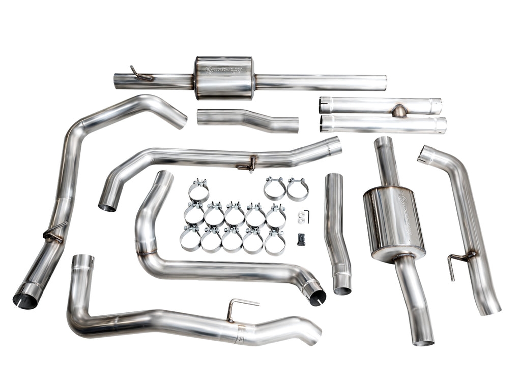 AWE 0FG Catback Split Rear Exit Exhaust for 4th Gen Silverado/Sierra 1500 6.2L (With Bumper Cutouts) - OE Tips - Apollo Off-Road