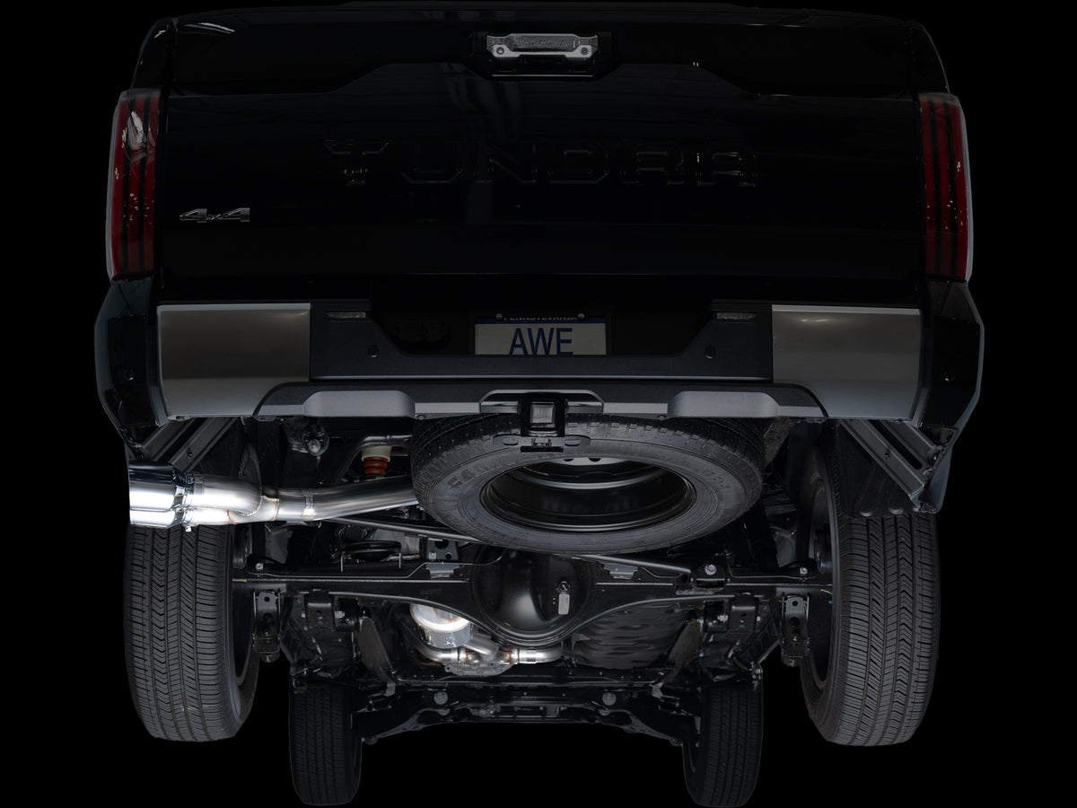 AWE 0FG Exhaust for 2022+ Toyota Tundra - Dual Chrome Silver Tips - Apollo Off-Road