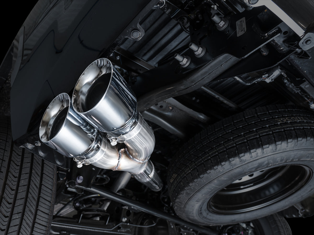 AWE 0FG Exhaust for 2022+ Toyota Tundra - Dual Chrome Silver Tips - Apollo Off-Road