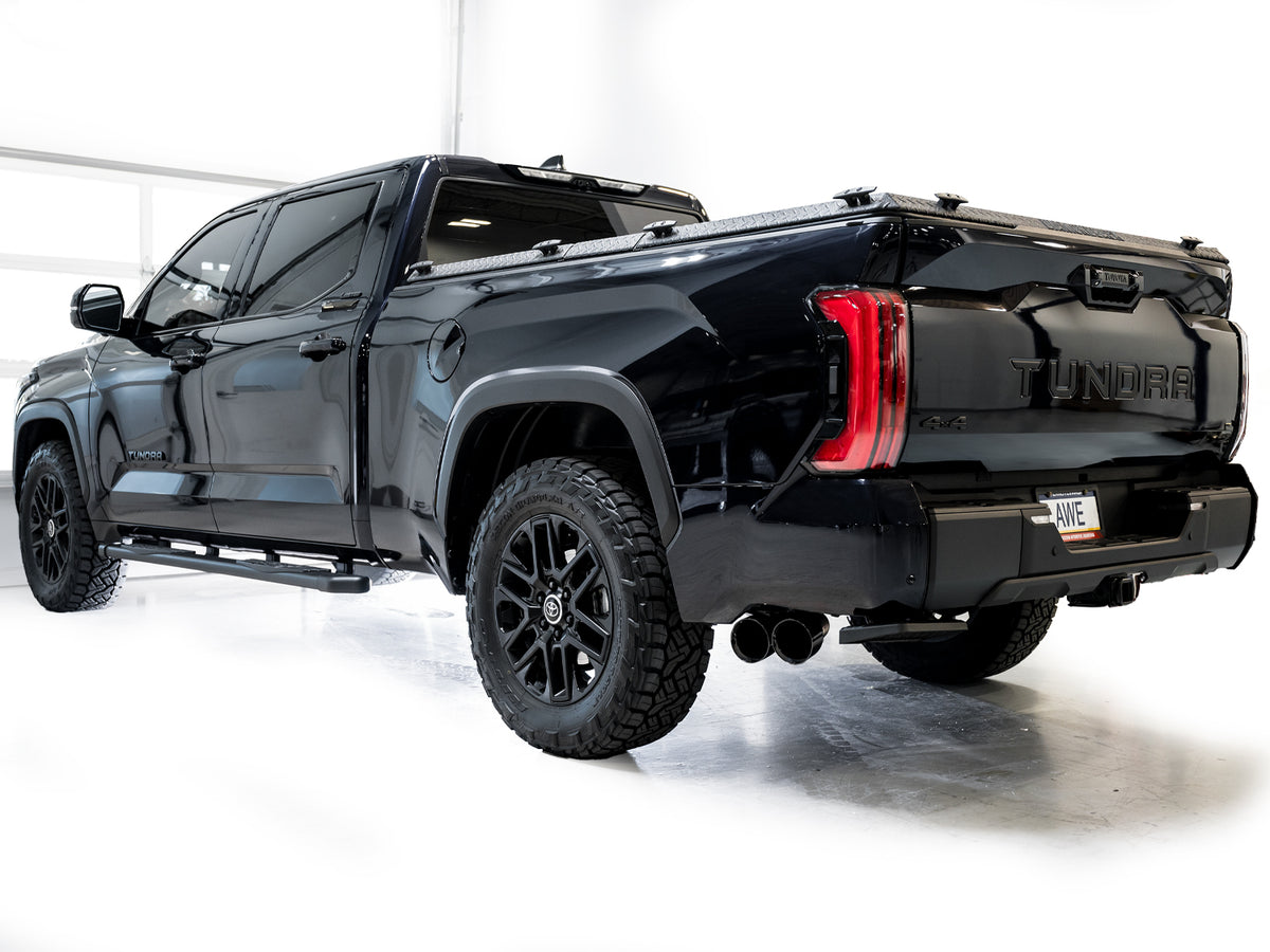 AWE 0FG Exhaust for 2022+ Toyota Tundra - Dual Diamond Black Tips - Apollo Off-Road