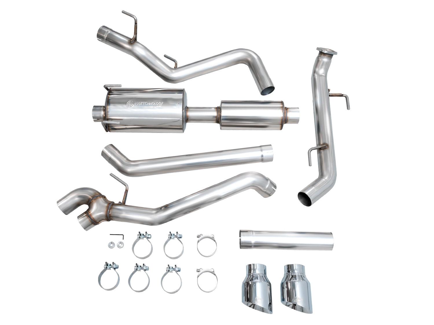 AWE 0FG Exhaust for 4th Gen Toyota Tacoma - Dual Chrome Silver Tips - Apollo Off-Road