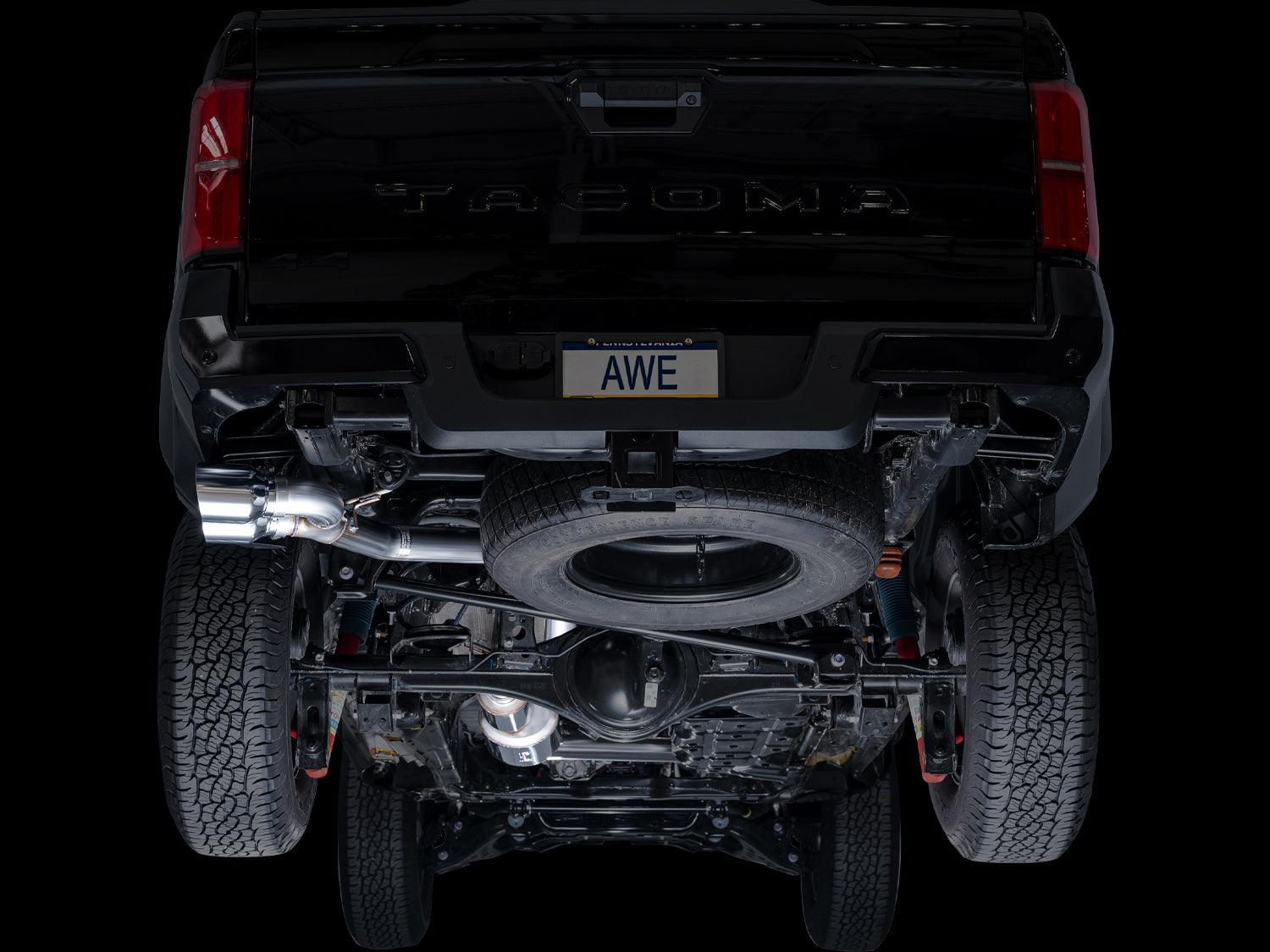 AWE 0FG Exhaust for 4th Gen Toyota Tacoma - Dual Chrome Silver Tips - Apollo Off-Road
