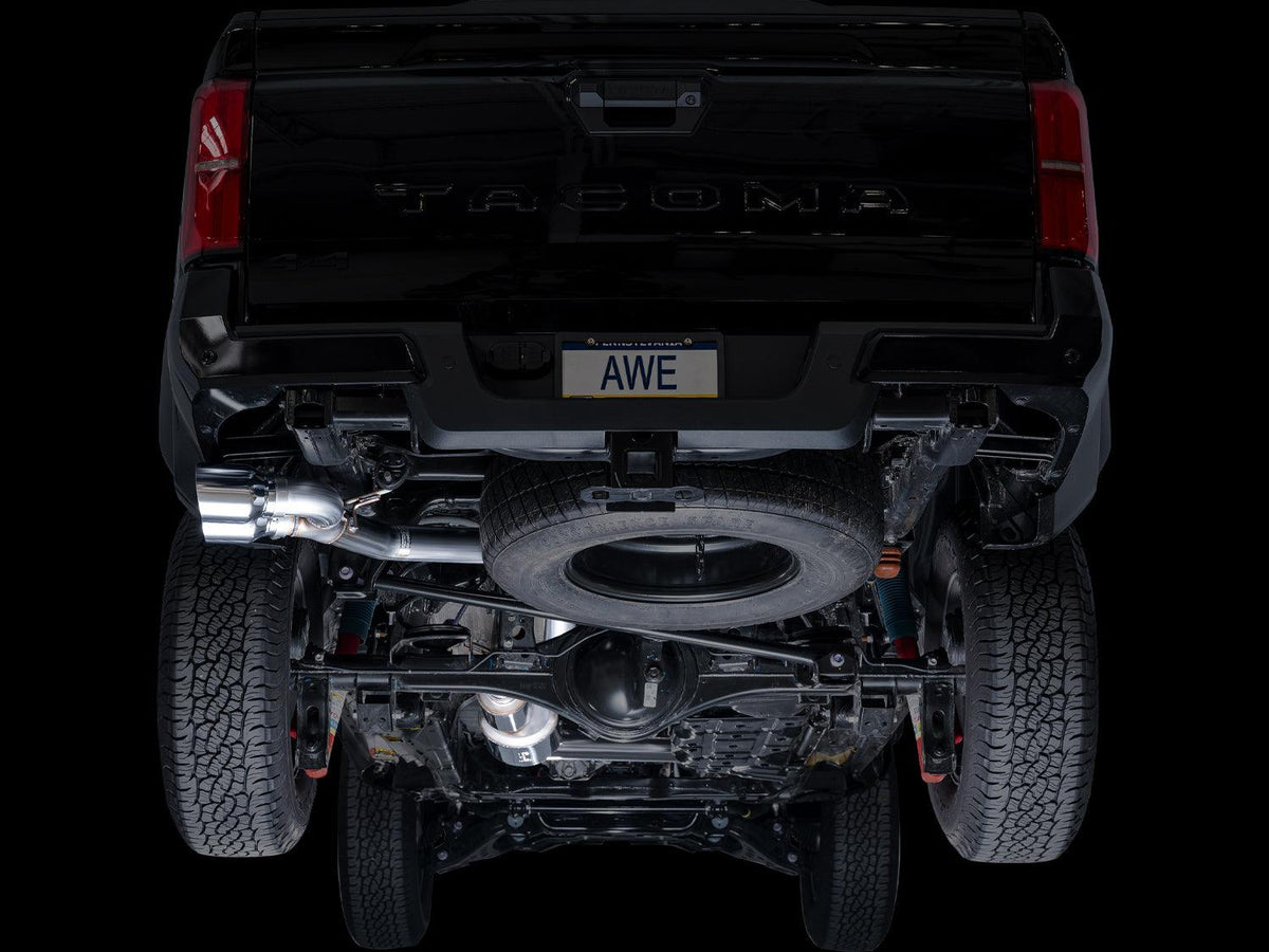 AWE 0FG Exhaust for 4th Gen Toyota Tacoma - Dual Chrome Silver Tips - Apollo Off-Road
