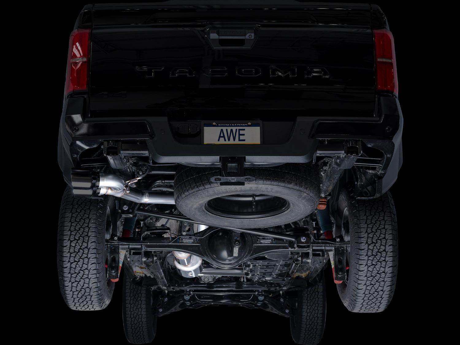 AWE 0FG Exhaust for 4th Gen Toyota Tacoma - Dual Diamond Black Tips - Apollo Off-Road