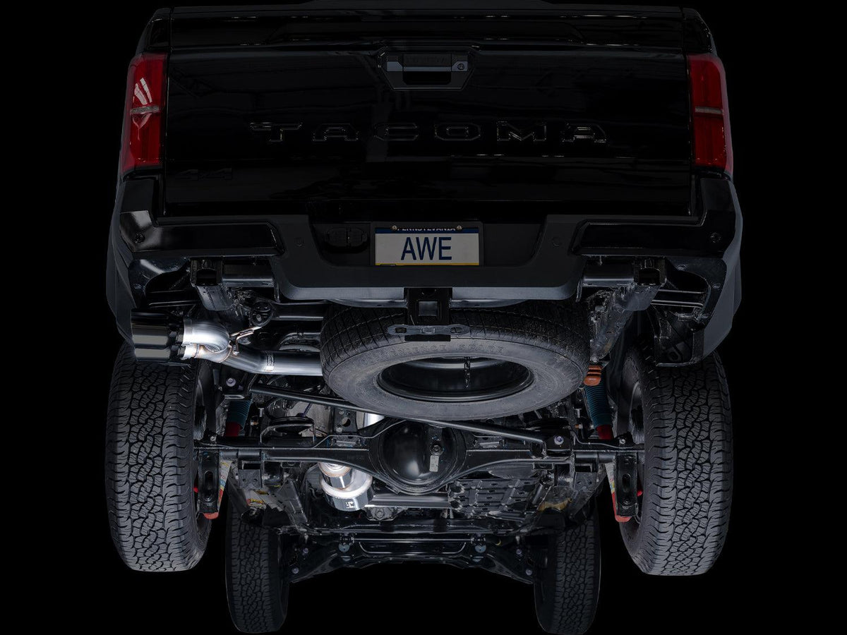 AWE 0FG Exhaust for 4th Gen Toyota Tacoma - Dual Diamond Black Tips - Apollo Off-Road