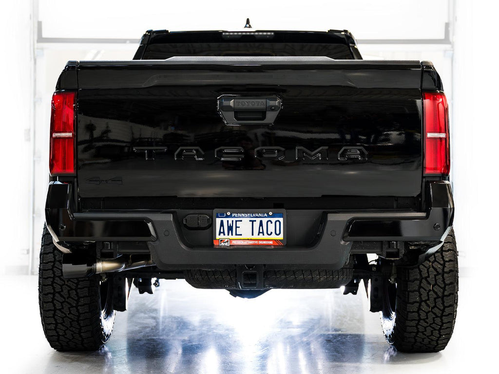 AWE 0FG Exhaust for 4th Gen Toyota Tacoma - Dual Diamond Black Tips - Apollo Off-Road