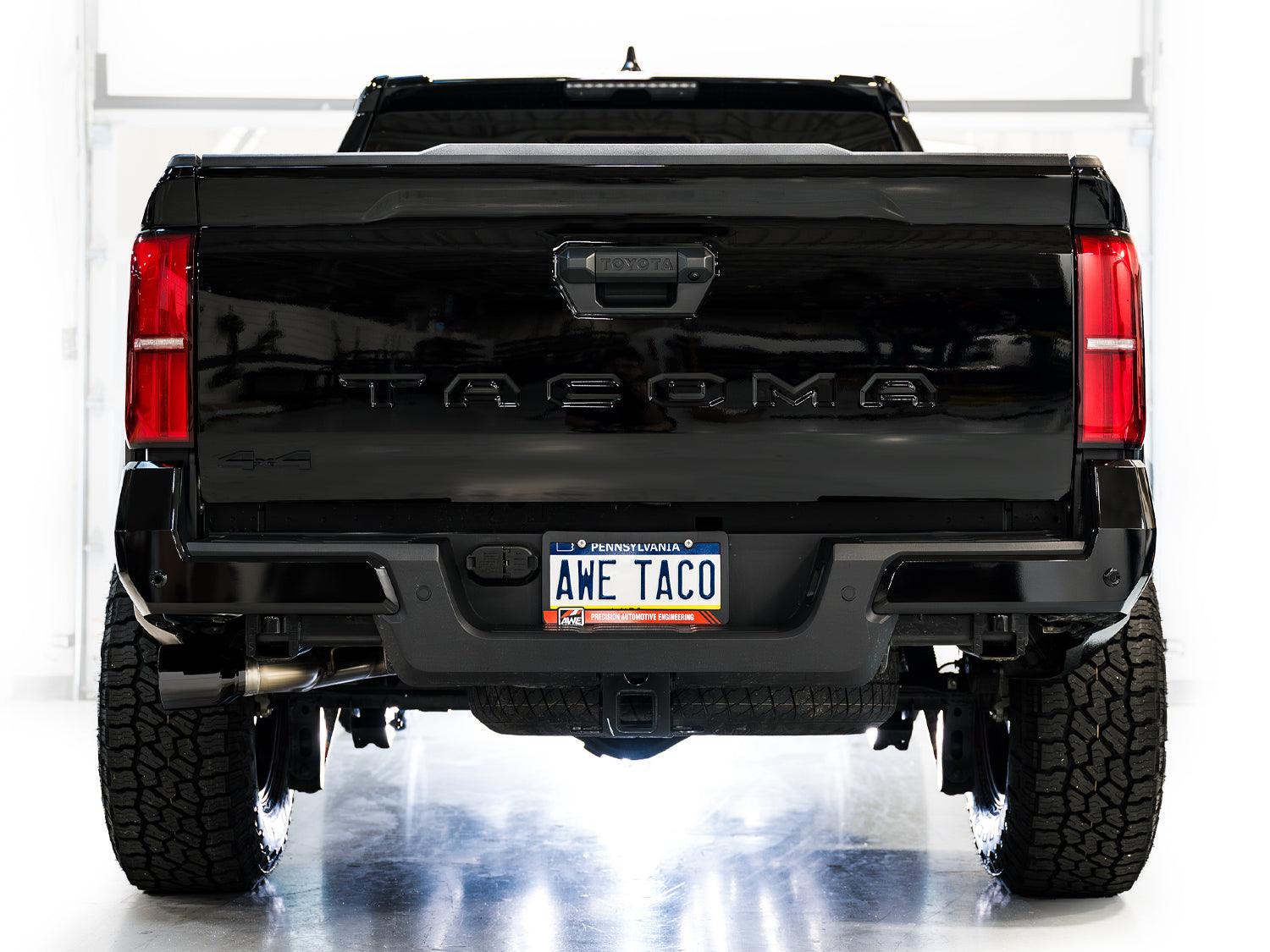 AWE 0FG Exhaust for 4th Gen Toyota Tacoma - Dual Diamond Black Tips - Apollo Off-Road