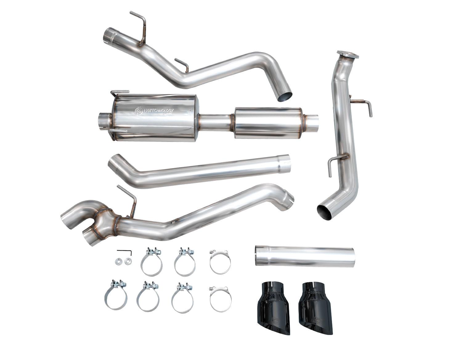 AWE 0FG Exhaust for 4th Gen Toyota Tacoma - Dual Diamond Black Tips - Apollo Off-Road