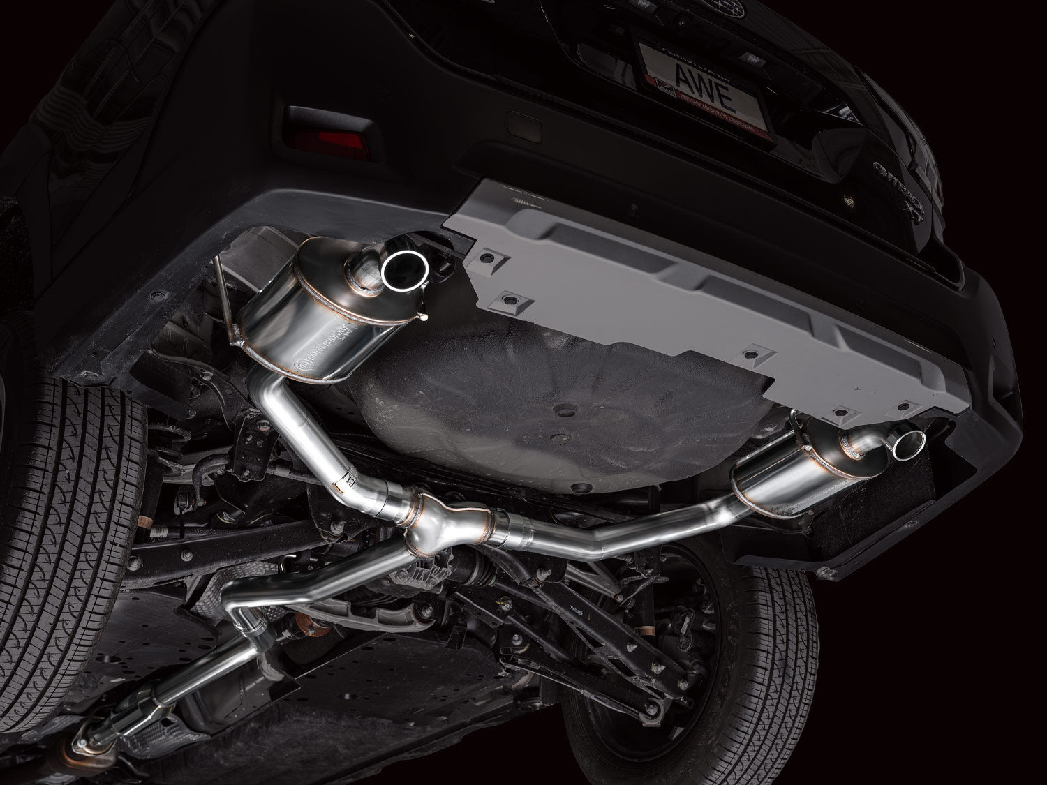 AWE 0FG Exhaust for Subaru Outback 2.4T - Dual BashGuards - Apollo Off-Road
