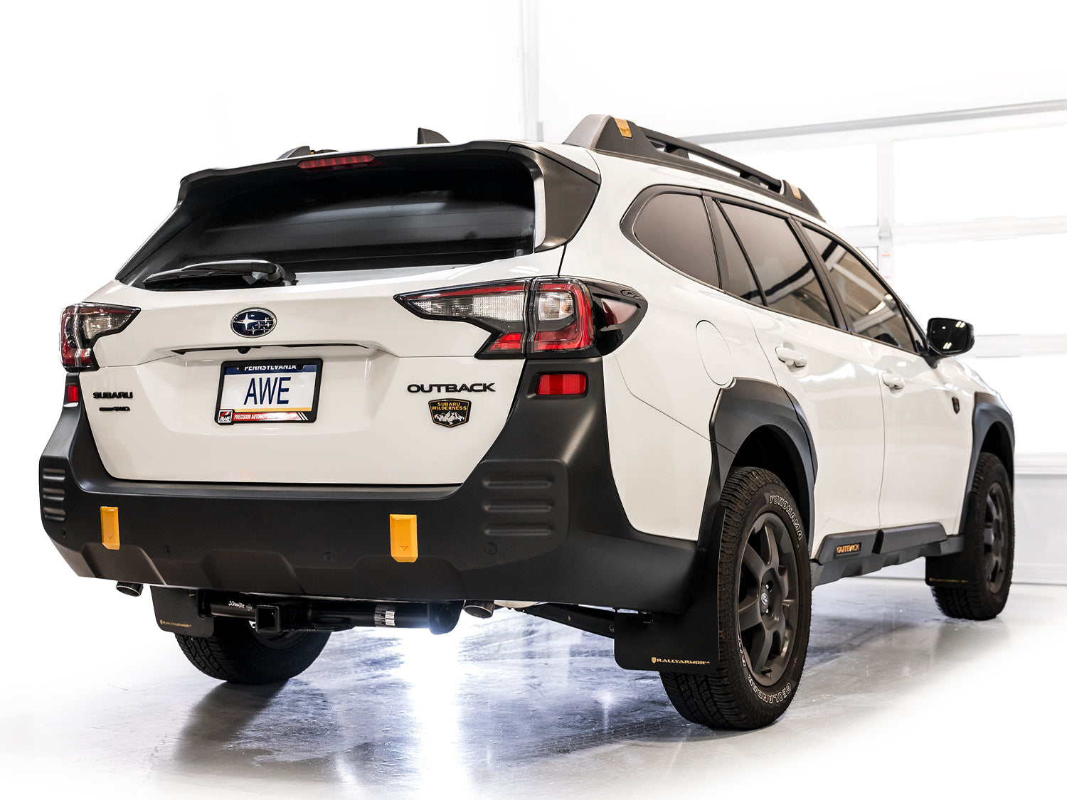 AWE 0FG Exhaust for Subaru Outback 2.4T - Dual BashGuards - Apollo Off-Road