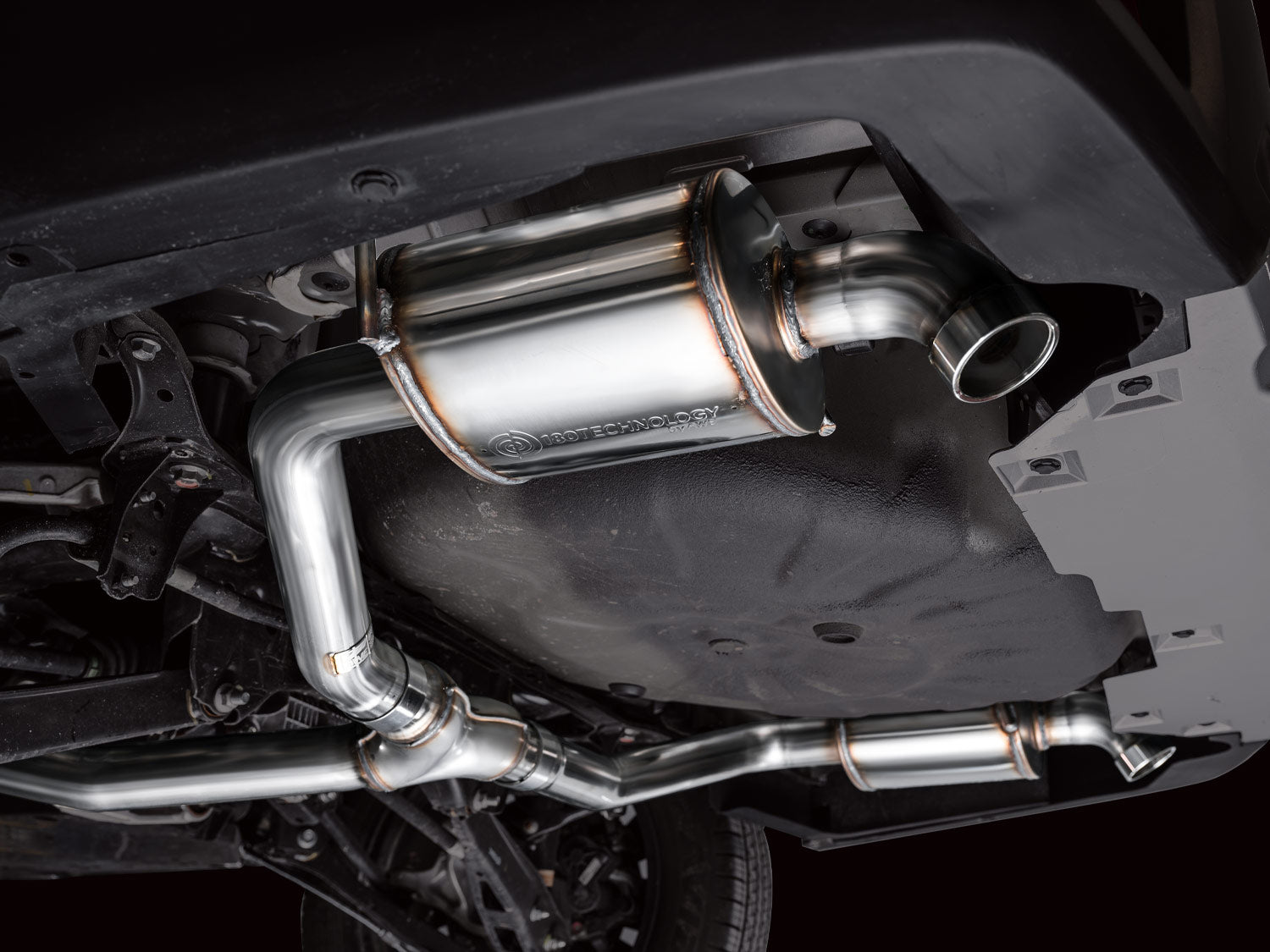 AWE 0FG Exhaust for Subaru Outback 2.4T - Dual BashGuards - Apollo Off-Road