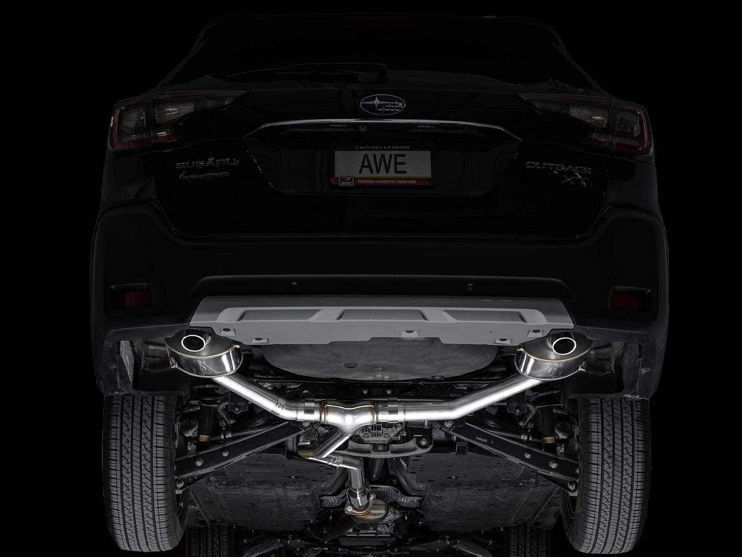 AWE 0FG Exhaust for Subaru Outback 2.4T - Dual BashGuards - Apollo Off-Road
