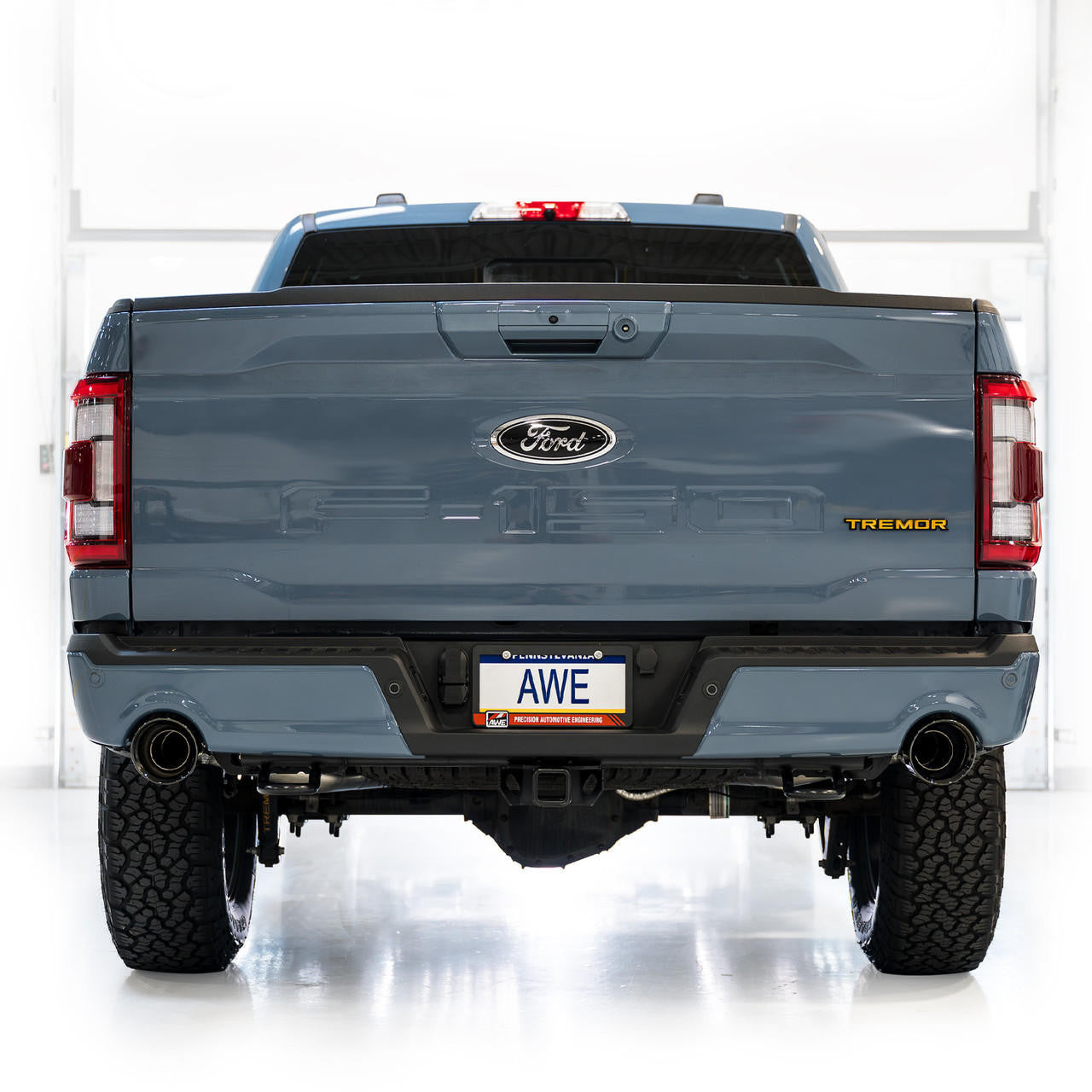 AWE 0FG Non-Resonated Catback for '21+ Ford F-150 Tremor (With Bumper Cutouts) - Diamond Black Tips - Apollo Off-Road