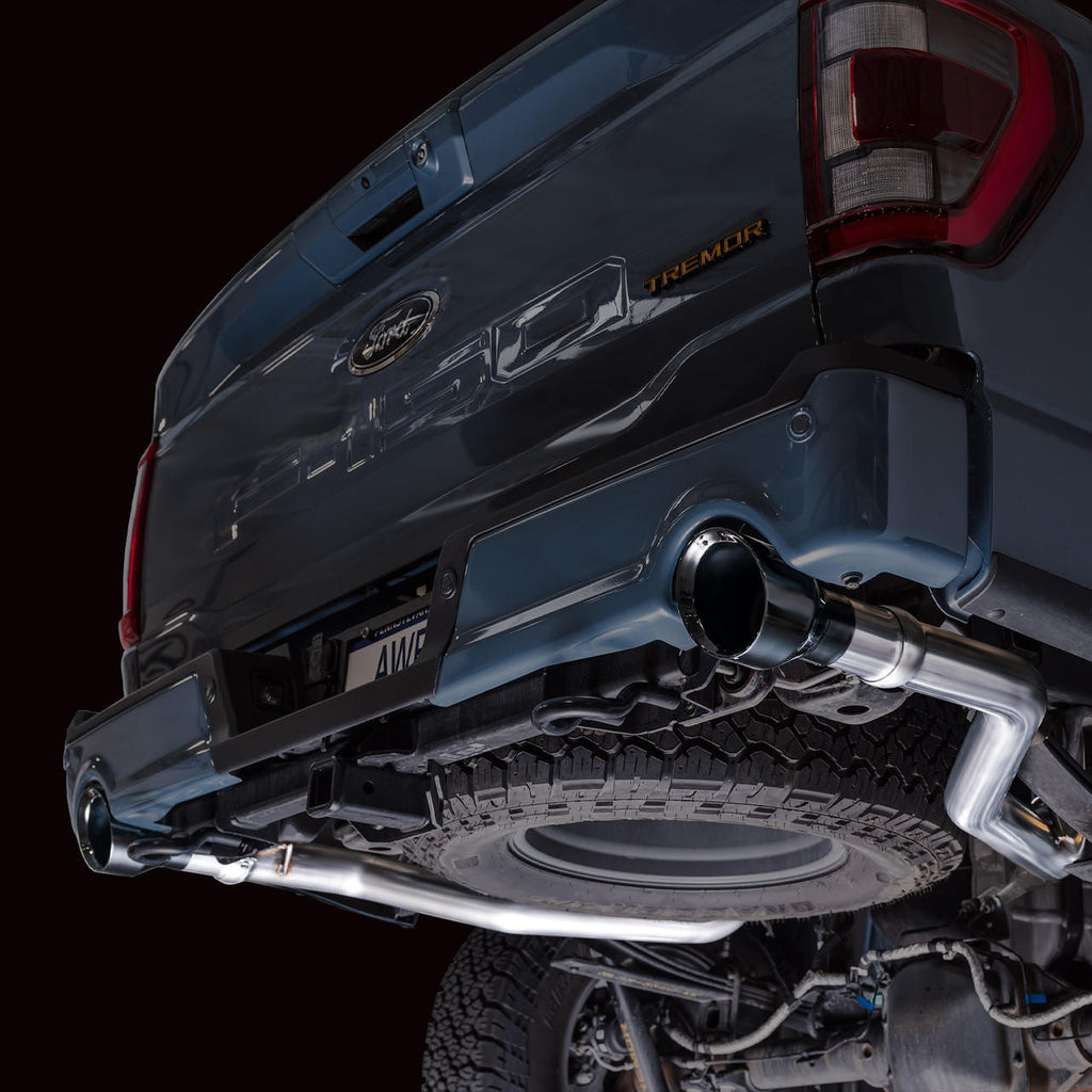 AWE 0FG Resonated Catback for '21+ Ford F-150 Tremor (With Bumper Cutouts) - Diamond Black Tips - Apollo Off-Road