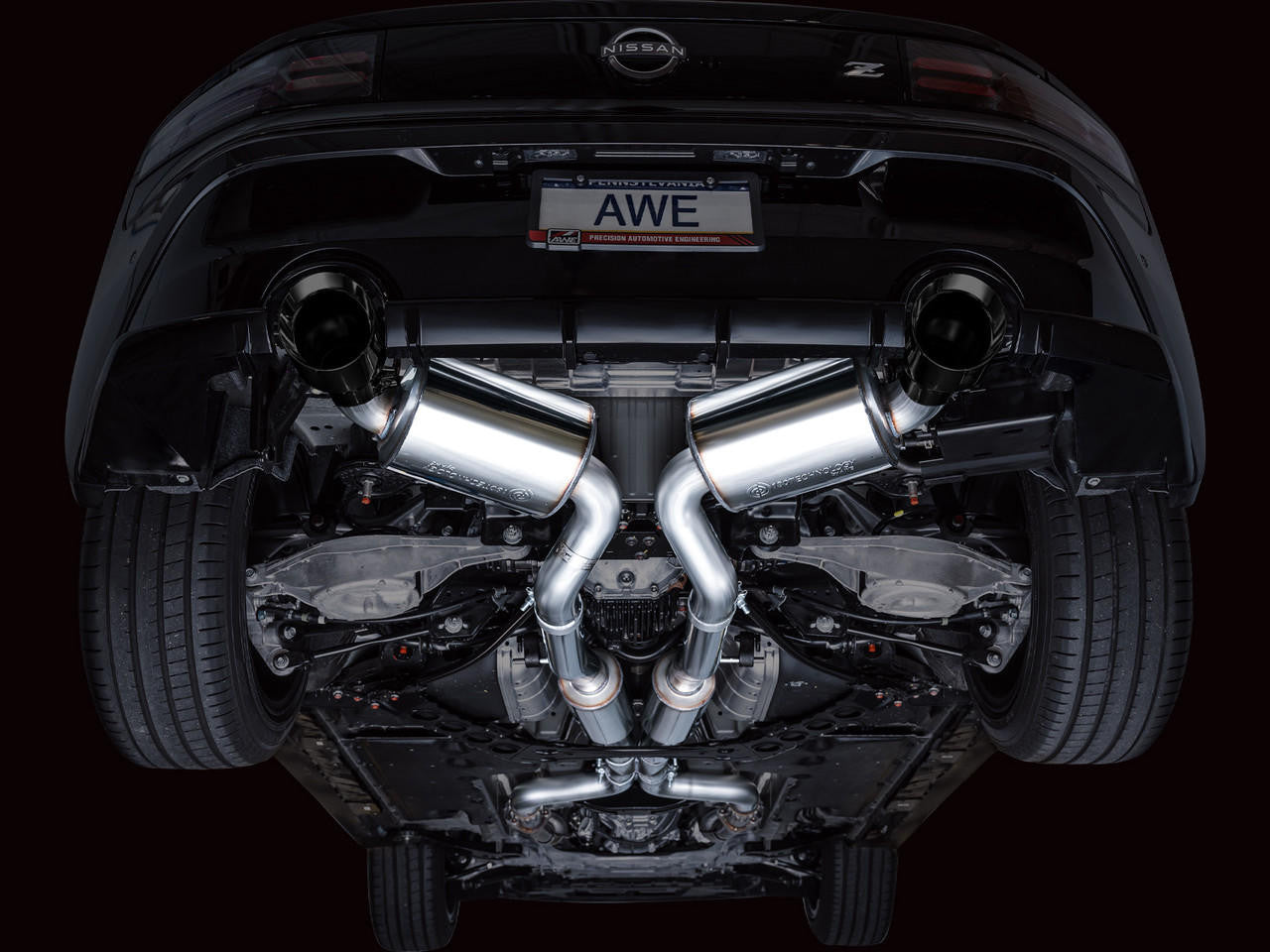 AWE Touring Edition Exhaust for Nissan Z - Diamond Black Tips - Apollo Off-Road