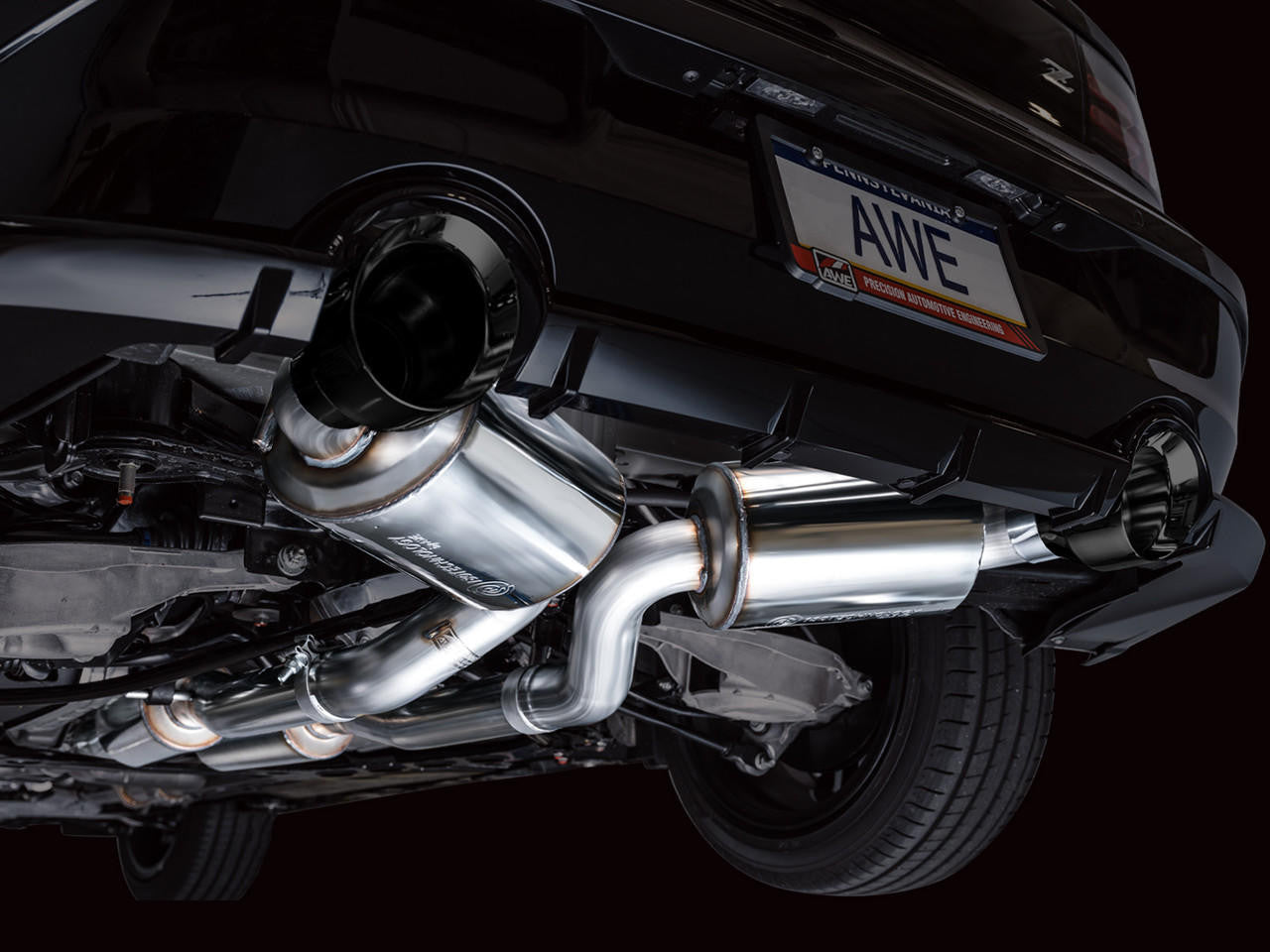 AWE Touring Edition Exhaust for Nissan Z - Diamond Black Tips - Apollo Off-Road