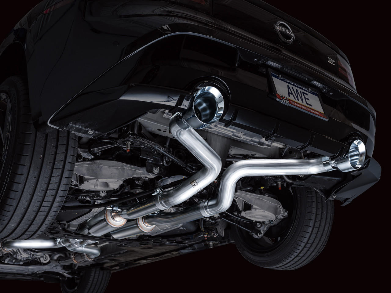 AWE Track Edition Exhaust for Nissan Z - Chrome Silver Tips - Apollo Off-Road