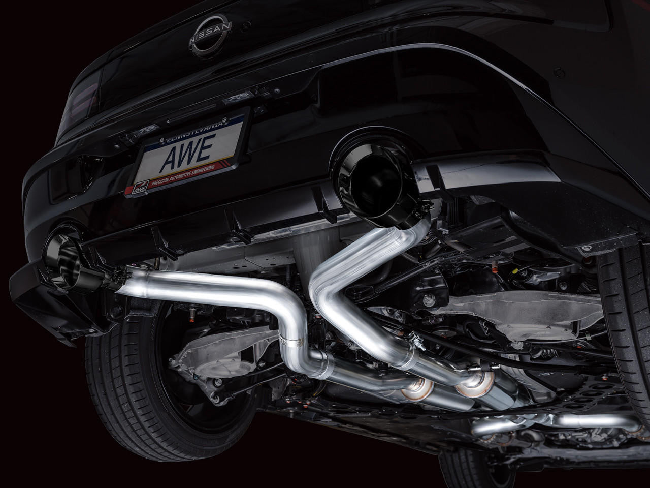 AWE Track Edition Exhaust for Nissan Z - Diamond Black Tips - Apollo Off-Road