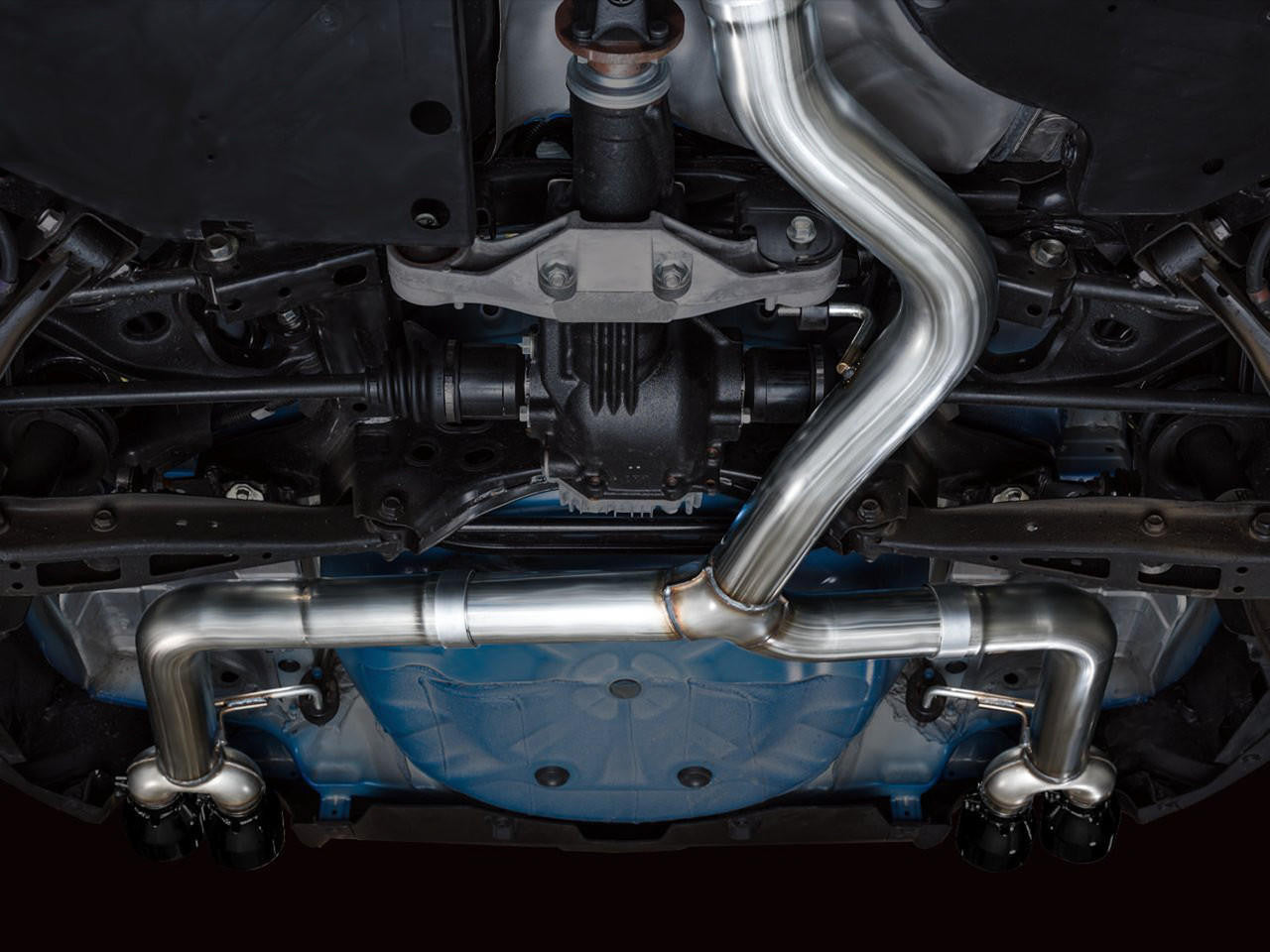 AWE Track Edition Exhaust for VB Subaru WRX - Diamond Black Tips - Apollo Off-Road