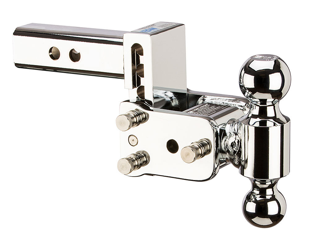B&W Tow And Stow Dual Ball 2" Adj Ball Mount 3" Drop/3-1/2" Rise, Chrome TS10033C - Apollo Off-Road