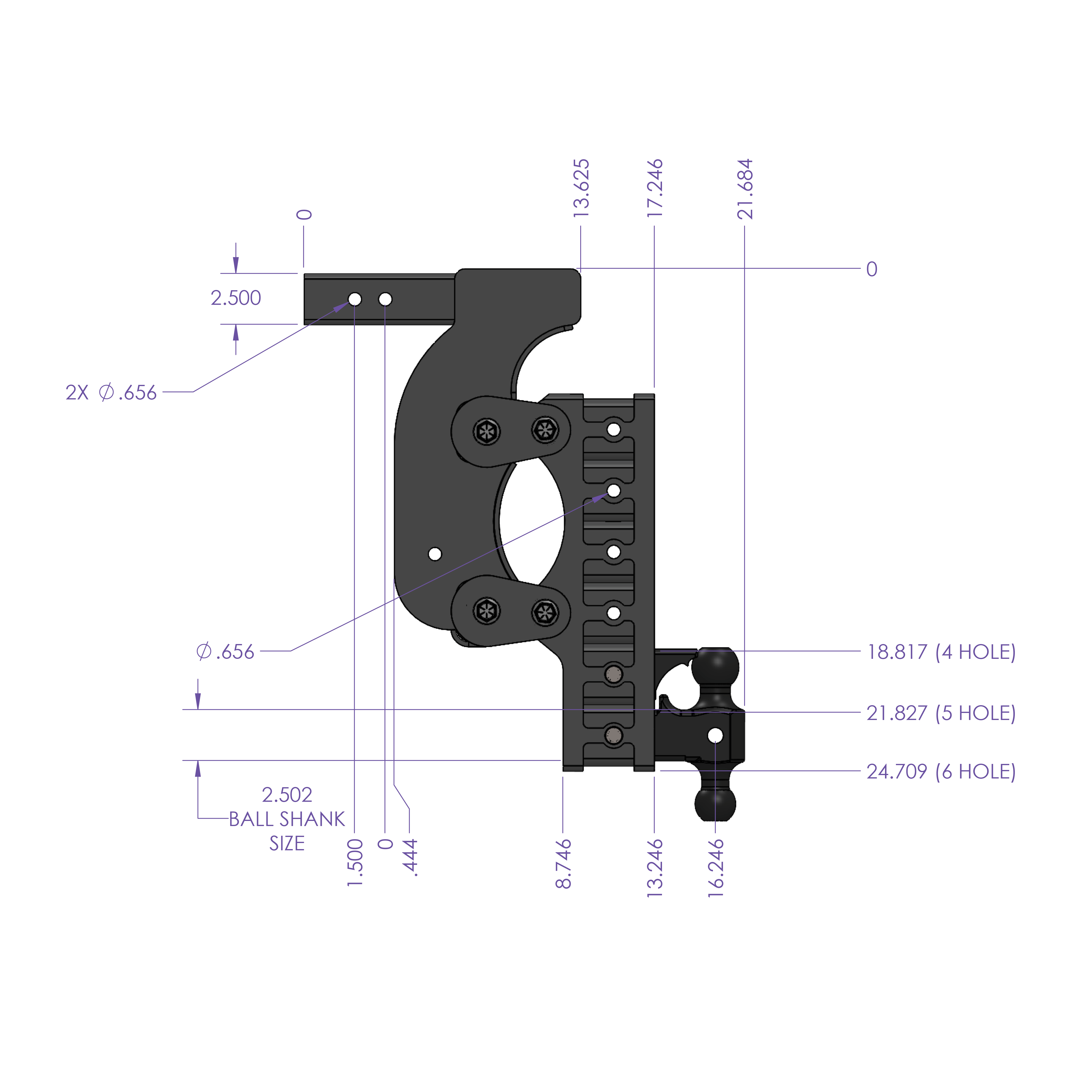 BOSS TORSION-FLEX 2.5" Rec 21" Drop 2.4K TW 21K Hitch Dual-Ball Pintle Lock Stab - Apollo Off-Road