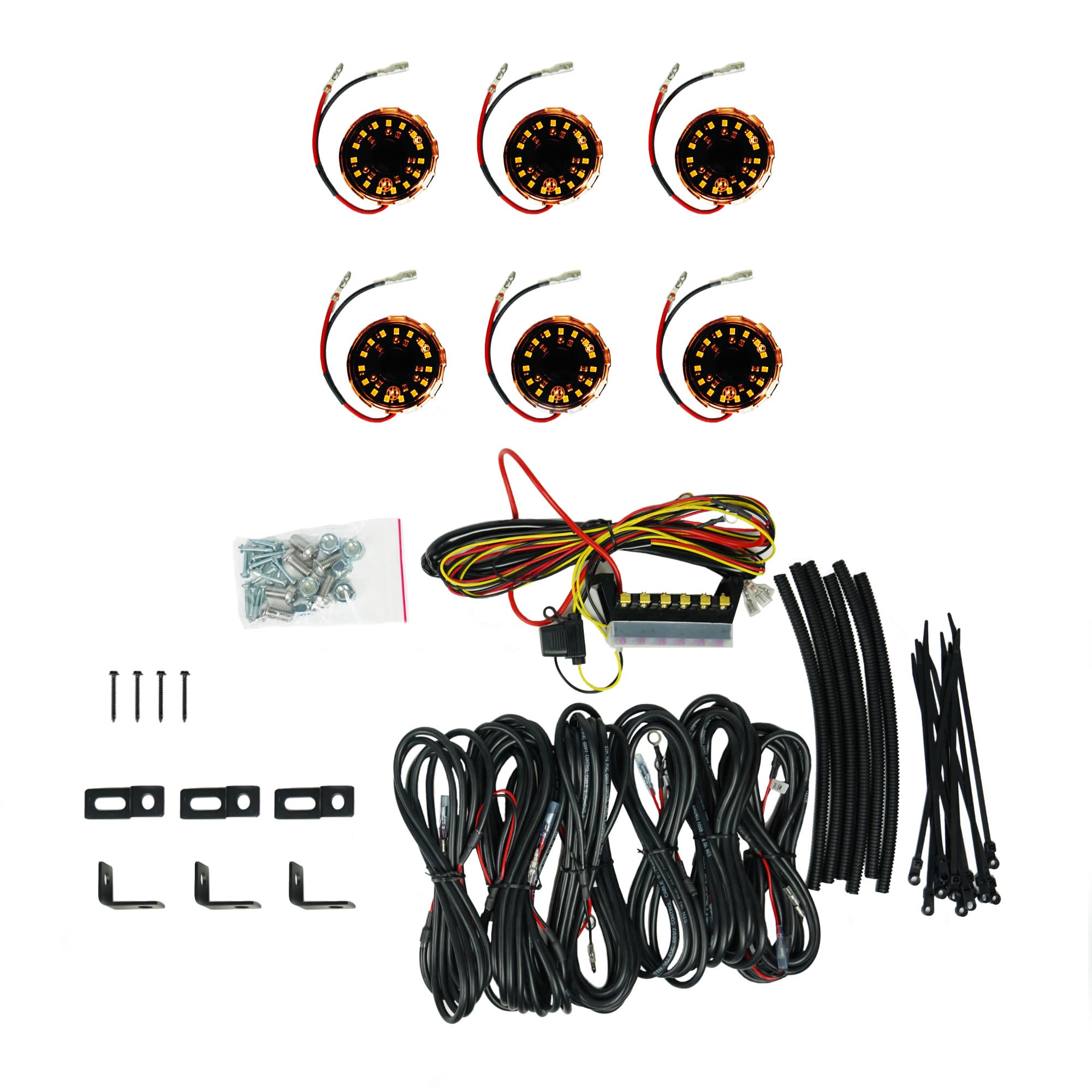 Cyclone V2 LED - Rock Light - 6-Light System - Amber - 5W Flood Beam - Apollo Off-Road