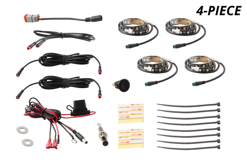 Diode Dynamics RGBW Engine Bay Strip Kit 4pc