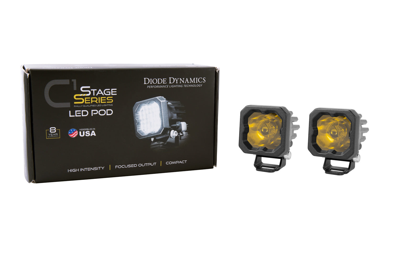 Diode Dynamics SSC1 LED Pod Pro Yellow Flood ABL (pair)