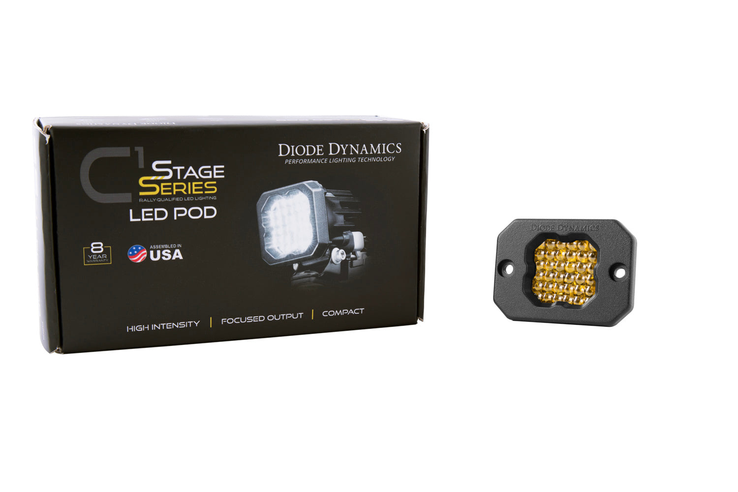 Diode Dynamics SSC1 LED Pod Pro Yellow Flood Flush ABL (single)