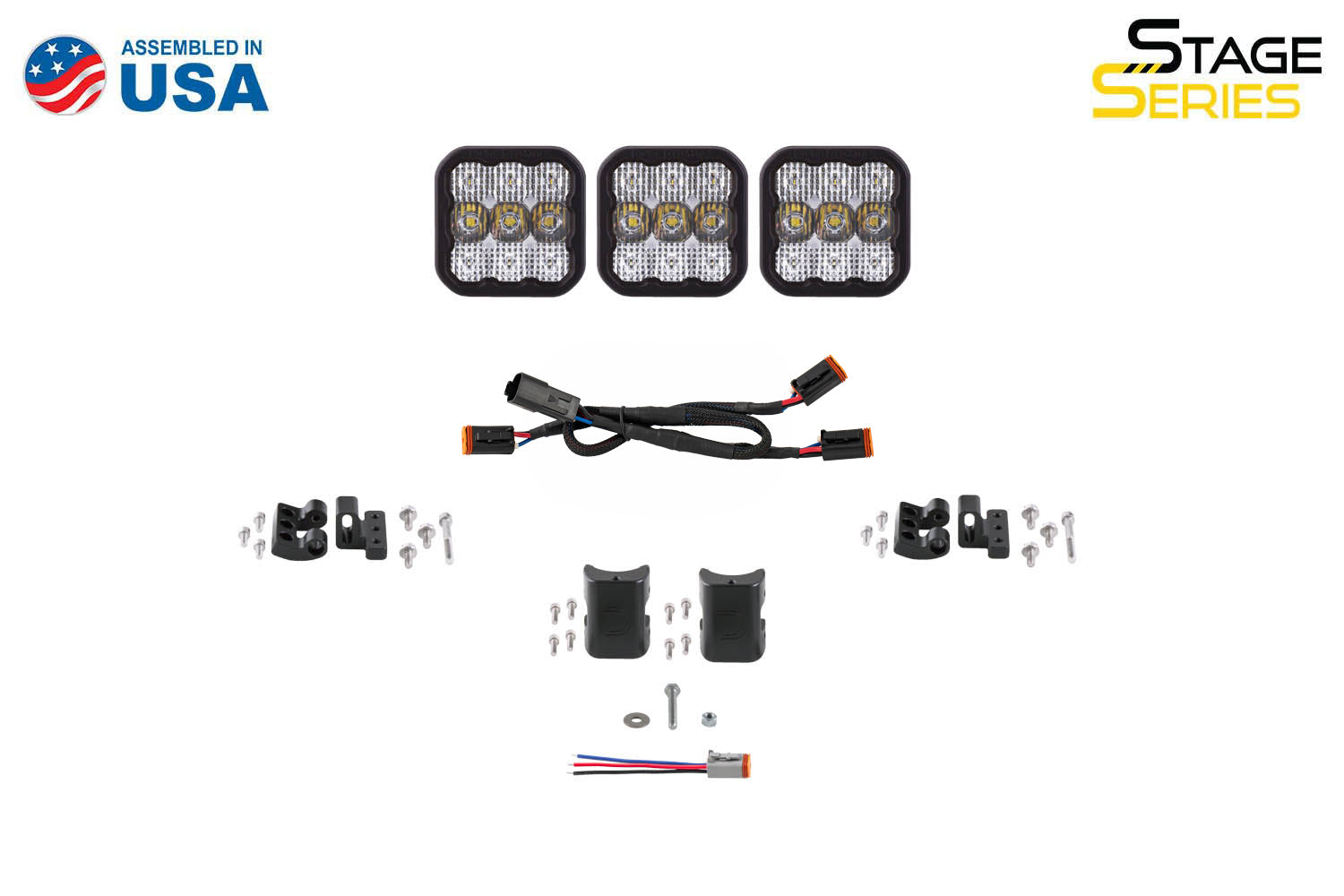 Diode Dynamics SS5 Sport Universal CrossLink 3-Pod Lightbar Yellow Combo