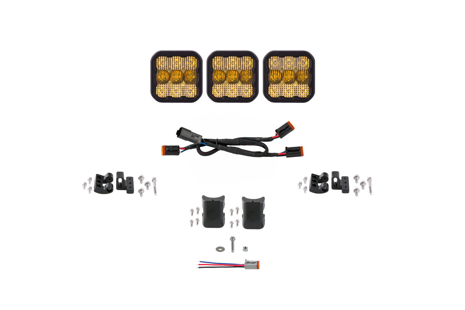 Diode Dynamics SS5 Sport Universal CrossLink 3-Pod Lightbar Yellow Combo