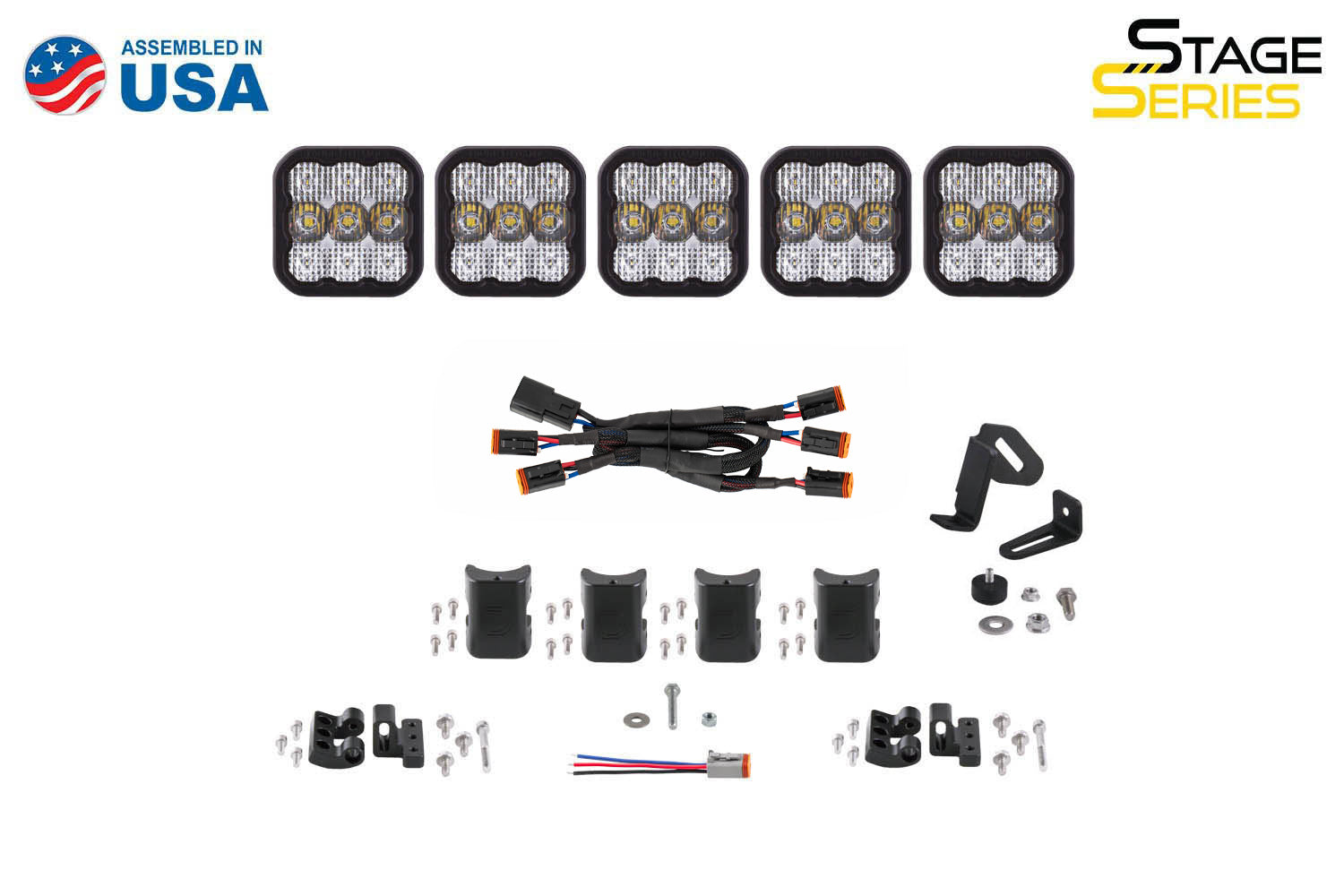 Diode Dynamics SS5 Sport Universal CrossLink 5-Pod Lightbar Yellow Combo