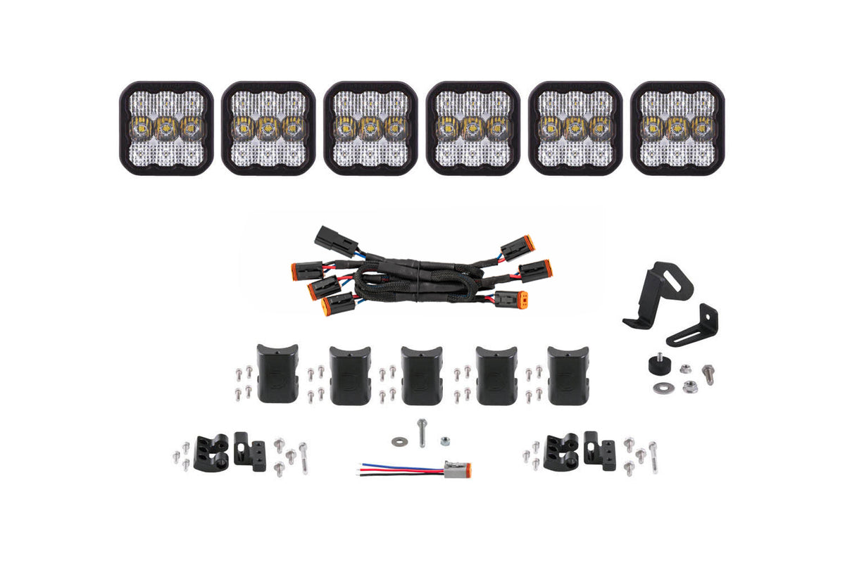 Diode Dynamics SS5 Sport Universal CrossLink 6-Pod Lightbar White Combo