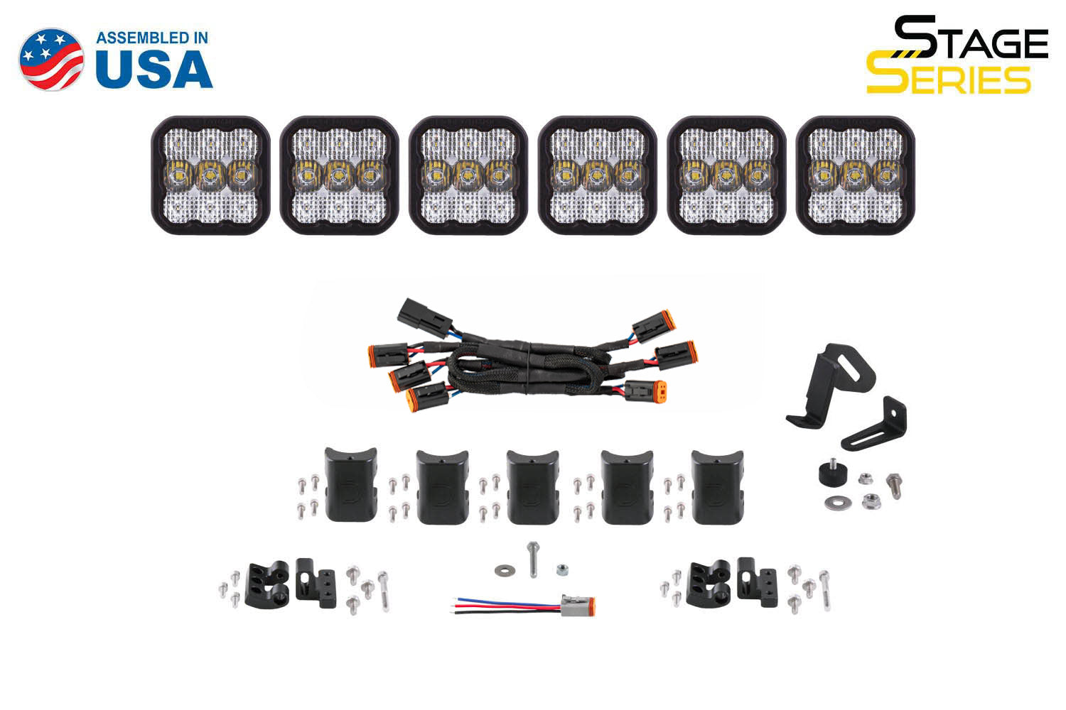 Diode Dynamics SS5 Pro Universal CrossLink 6-Pod Lightbar Yellow Combo