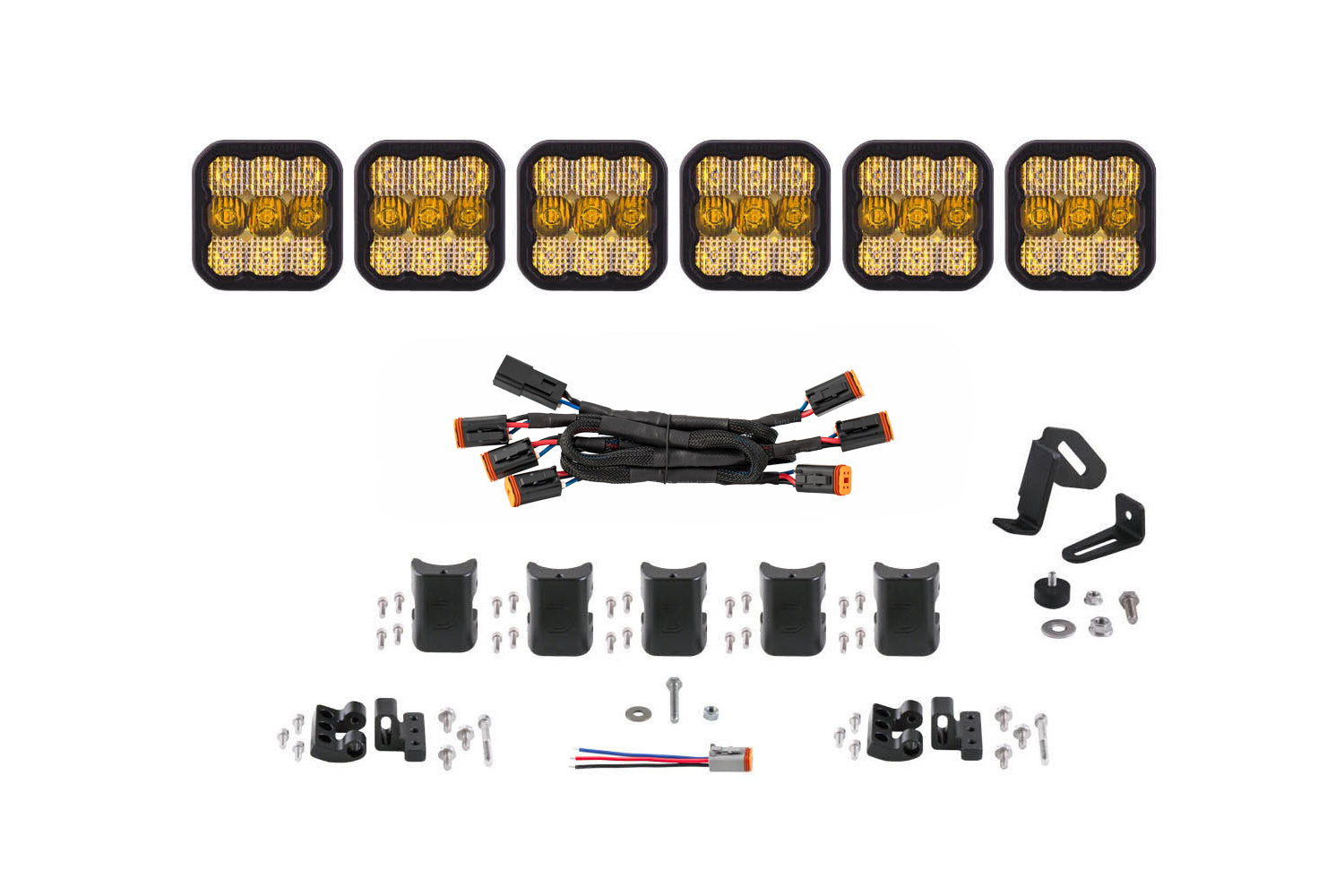 Diode Dynamics SS5 Sport Universal CrossLink 6-Pod Lightbar Yellow Combo