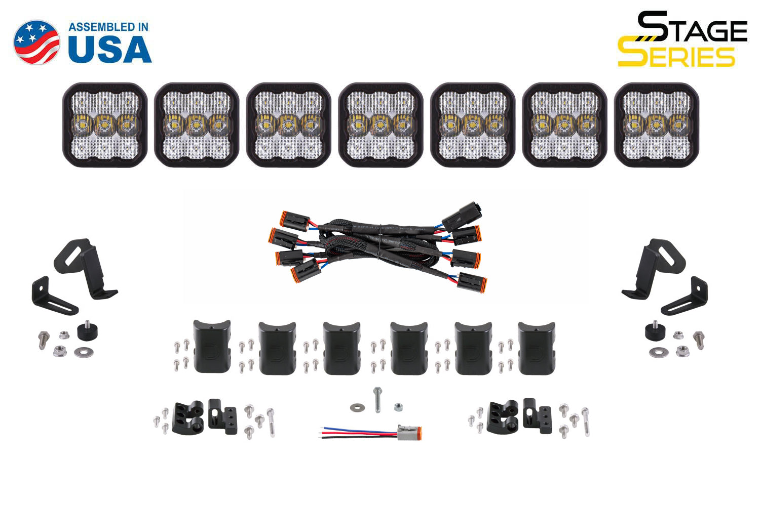 Diode Dynamics SS5 Sport Universal CrossLink 7-Pod Lightbar Yellow Combo