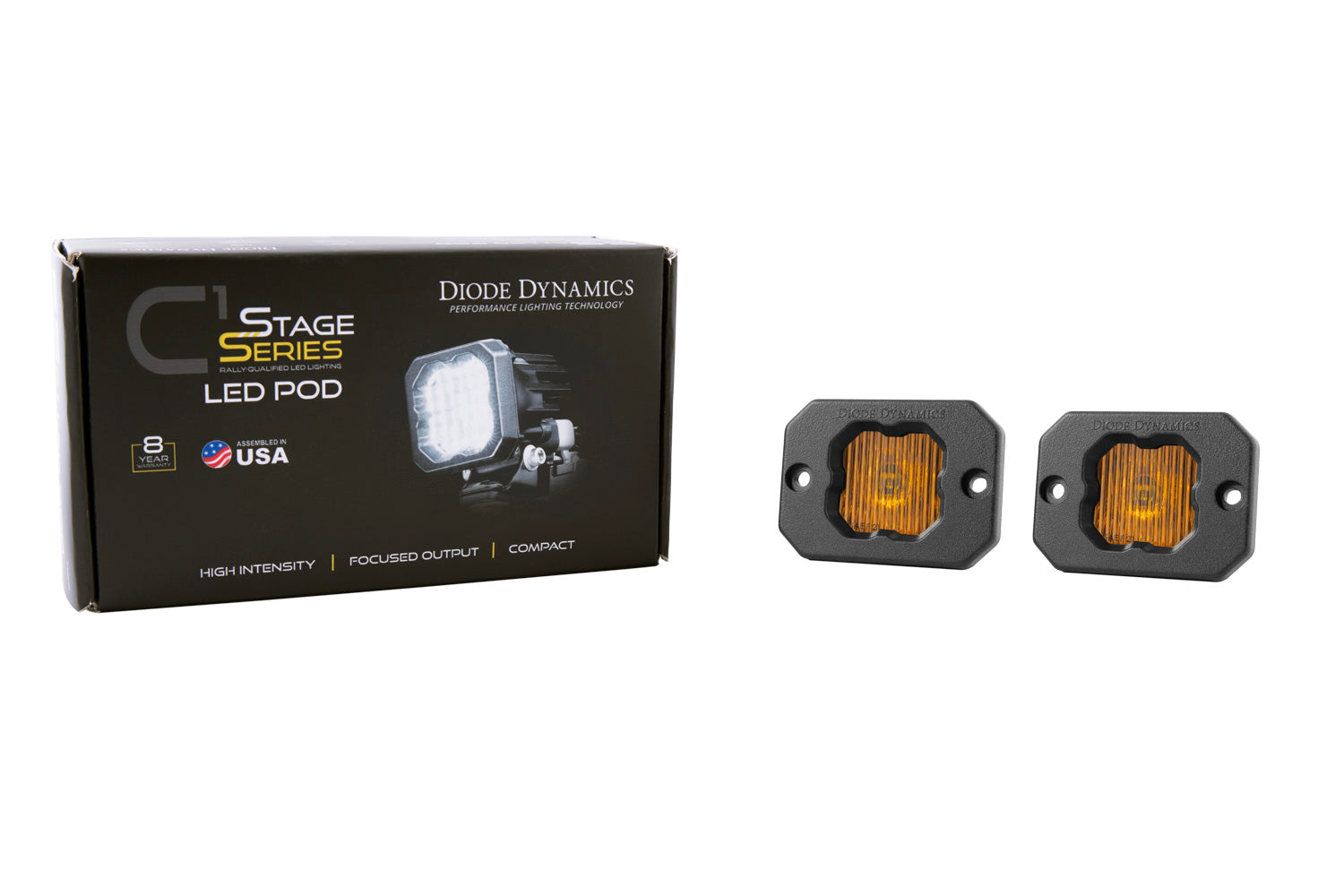 Diode Dynamics SSC1 LED Pod Yellow SAE Fog Flush ABL (pair)