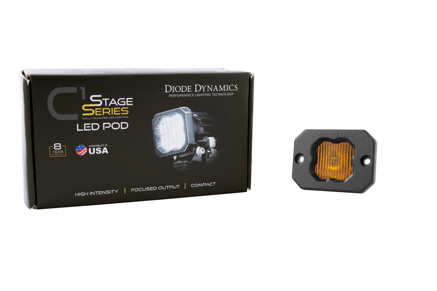Diode Dynamics SSC1 LED Pod Yellow SAE Fog Flush ABL (one)