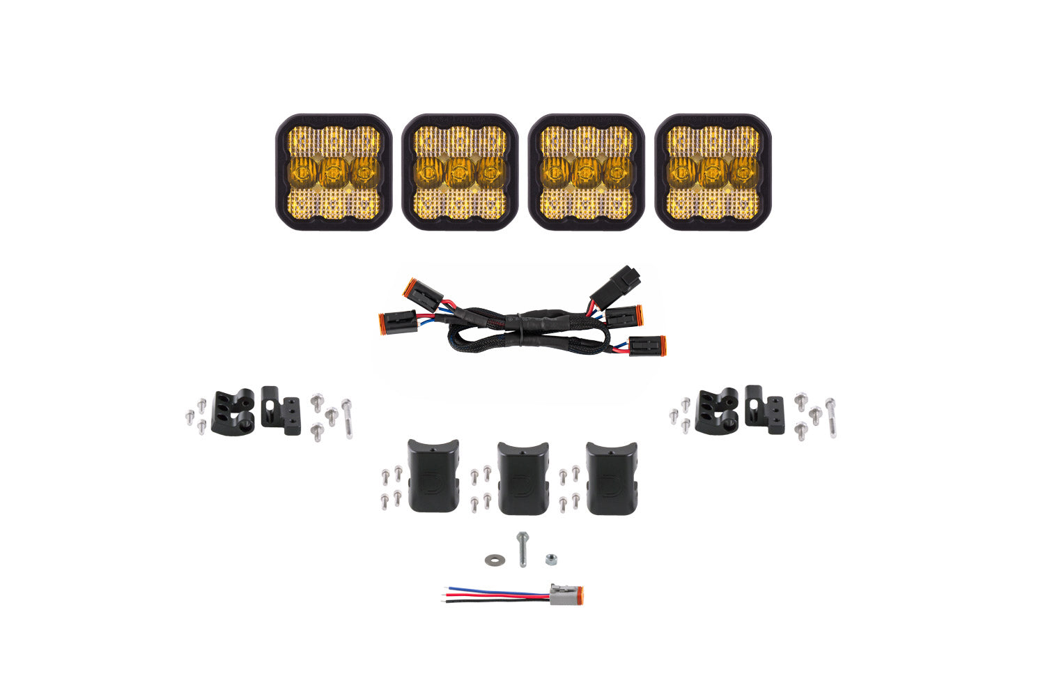 Diode Dynamics SS5 Pro Universal CrossLink 4-Pod Lightbar Yellow Combo