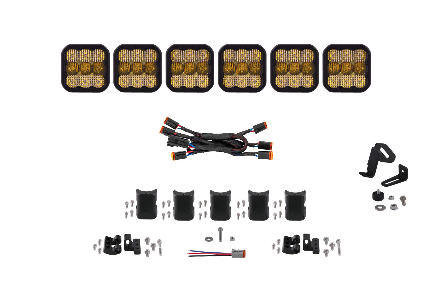 Diode Dynamics SS5 Pro Universal CrossLink 6-Pod Lightbar Yellow Combo