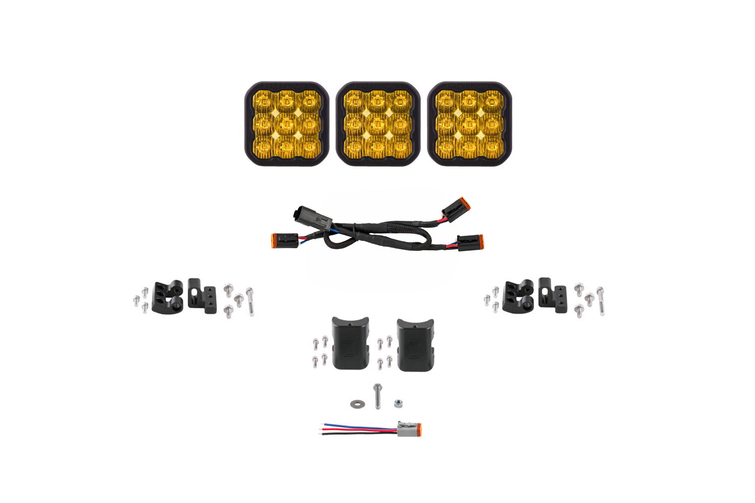 Diode Dynamics SS5 Pro Universal CrossLink 3-Pod Lightbar Yellow Driving