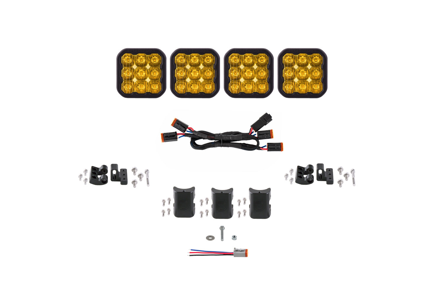 Diode Dynamics SS5 Pro Universal CrossLink 4-Pod Lightbar Yellow Driving