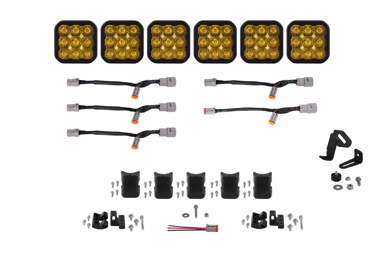Diode Dynamics SS5 Pro Universal CrossLink 6-Pod Lightbar Yellow Driving