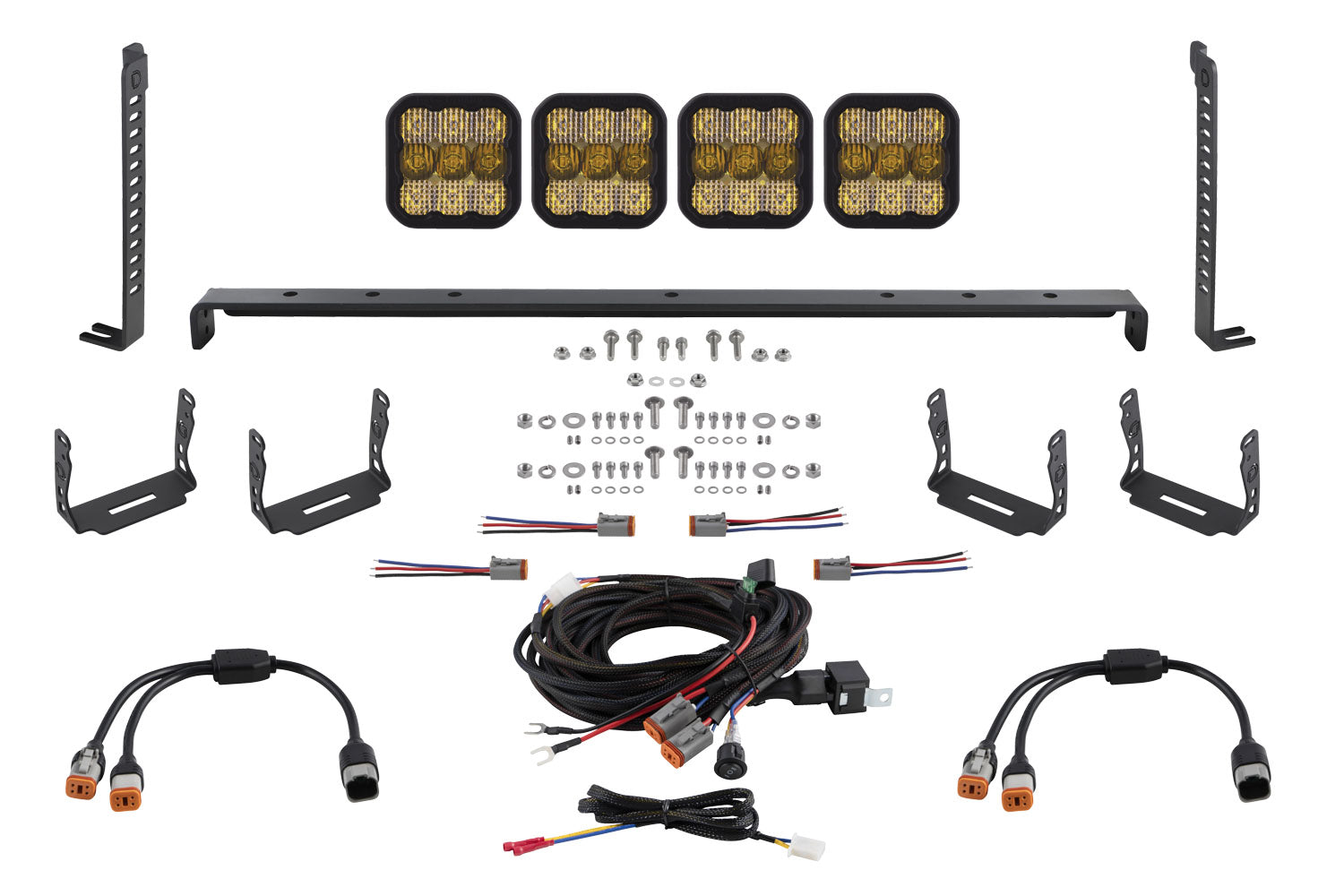 Diode Dynamics SS5 Stealth Grille LED 4-Pod Kit for 2014-2024 Toyota 4Runner Pro Yellow Combo