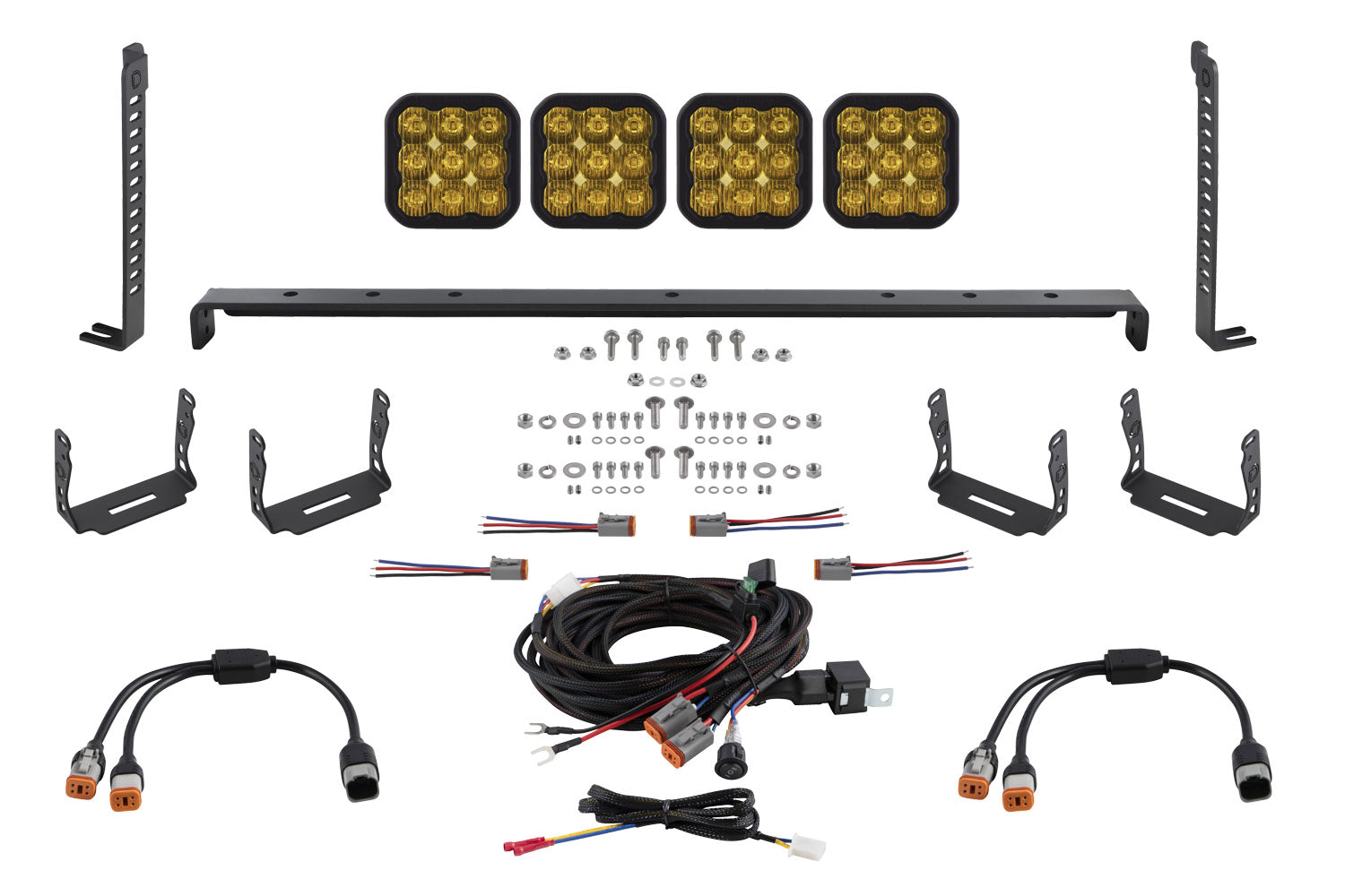 Diode Dynamics SS5 Stealth Grille LED 4-Pod Kit for 2014-2024 Toyota 4Runner Pro Yellow Driving