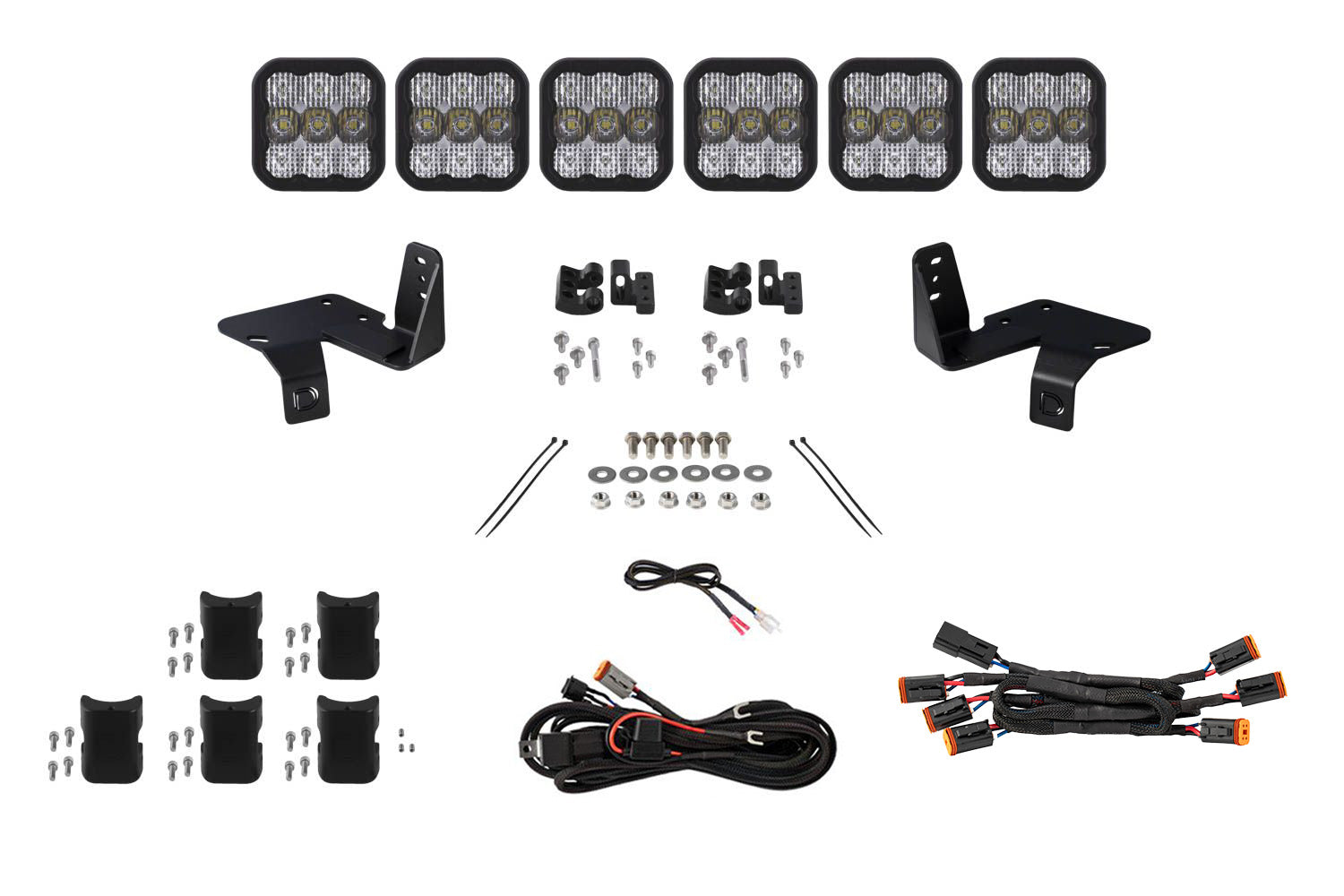 Diode Dynamics SS5 6-Pod CrossLink Grille Lightbar Kit for 2020-2022 Super Duty Sport White Combo for 2020-2022 Ford F-250 Super Duty / Ford F-350 Super Duty / Ford F-450 Super Duty