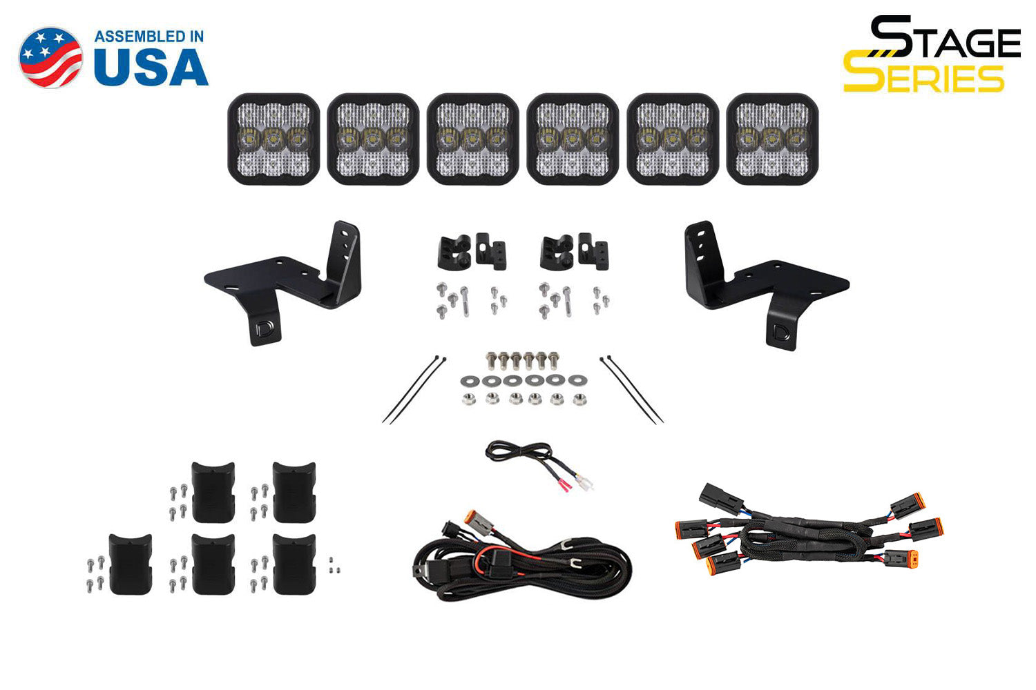 Diode Dynamics SS5 6-Pod CrossLink Grille Lightbar Kit for 2020-2022 Super Duty Pro White Combo for 2020-2022 Ford F-250 Super Duty / Ford F-350 Super Duty / Ford F-450 Super Duty